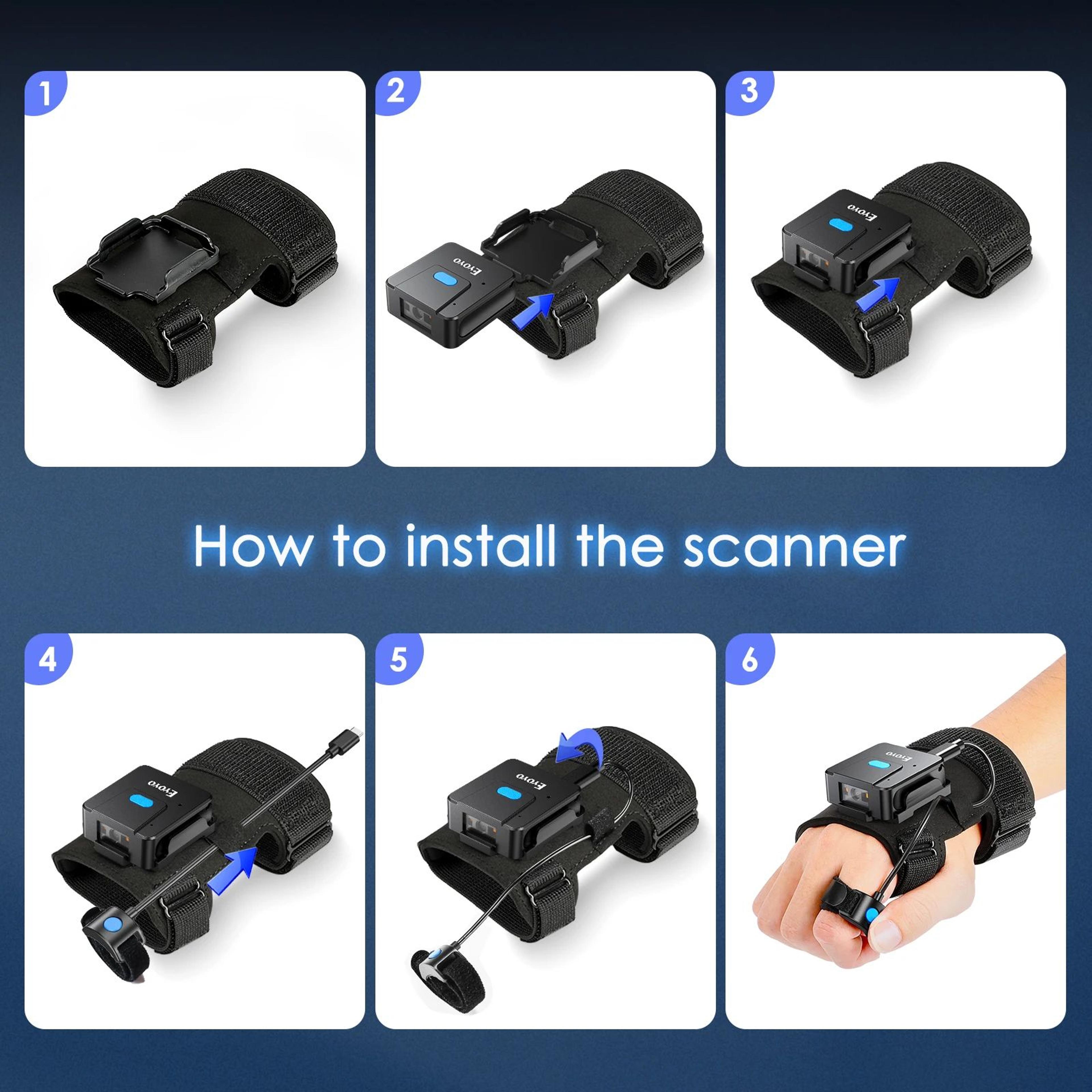 Wearable Barcode Scanner  Bluetooth  USB 1D2D QR Reader With Adjustable LeftRight Hand Glove For St 4