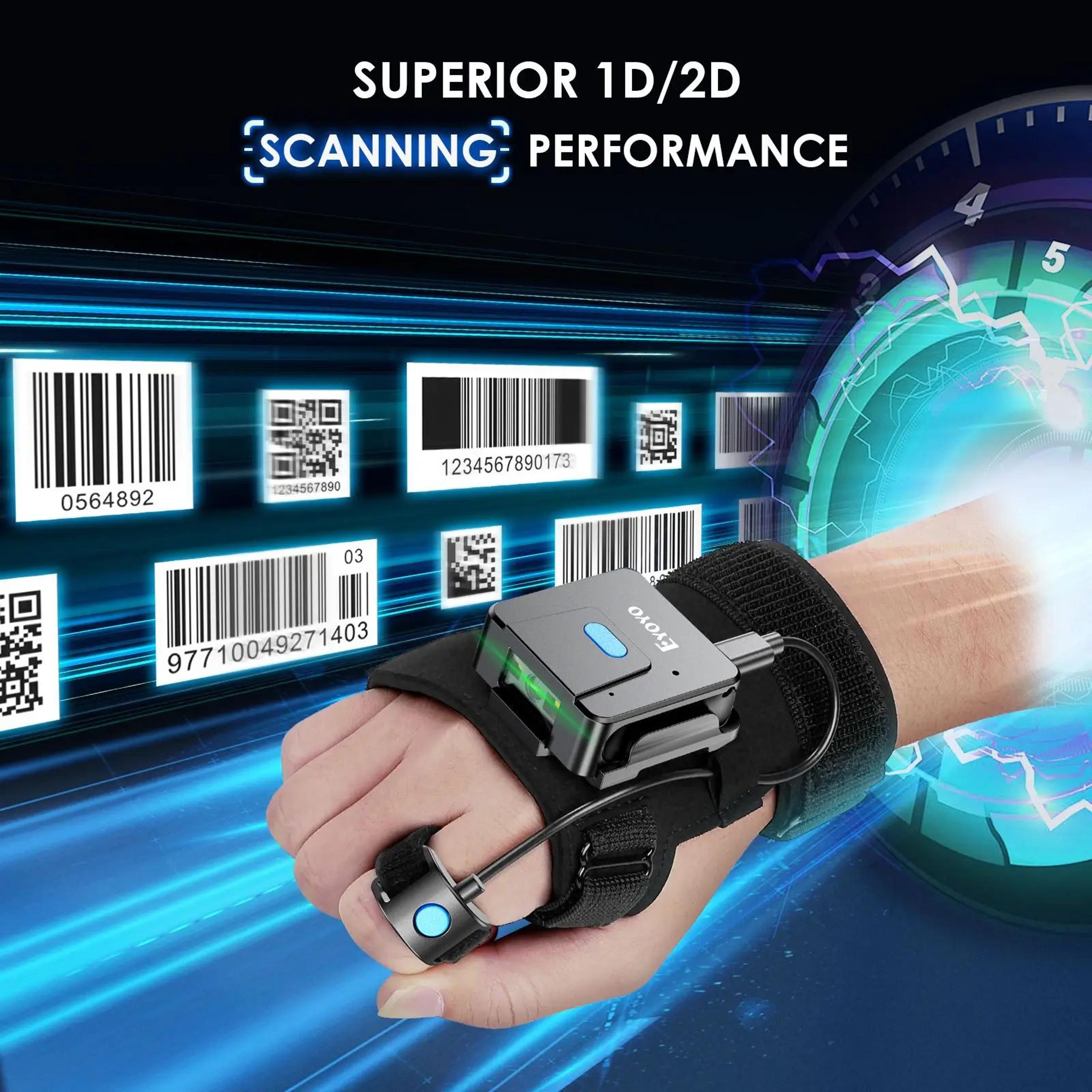 Wearable Barcode Scanner  Bluetooth  USB 1D2D QR Reader With Adjustable LeftRight Hand Glove For St 1