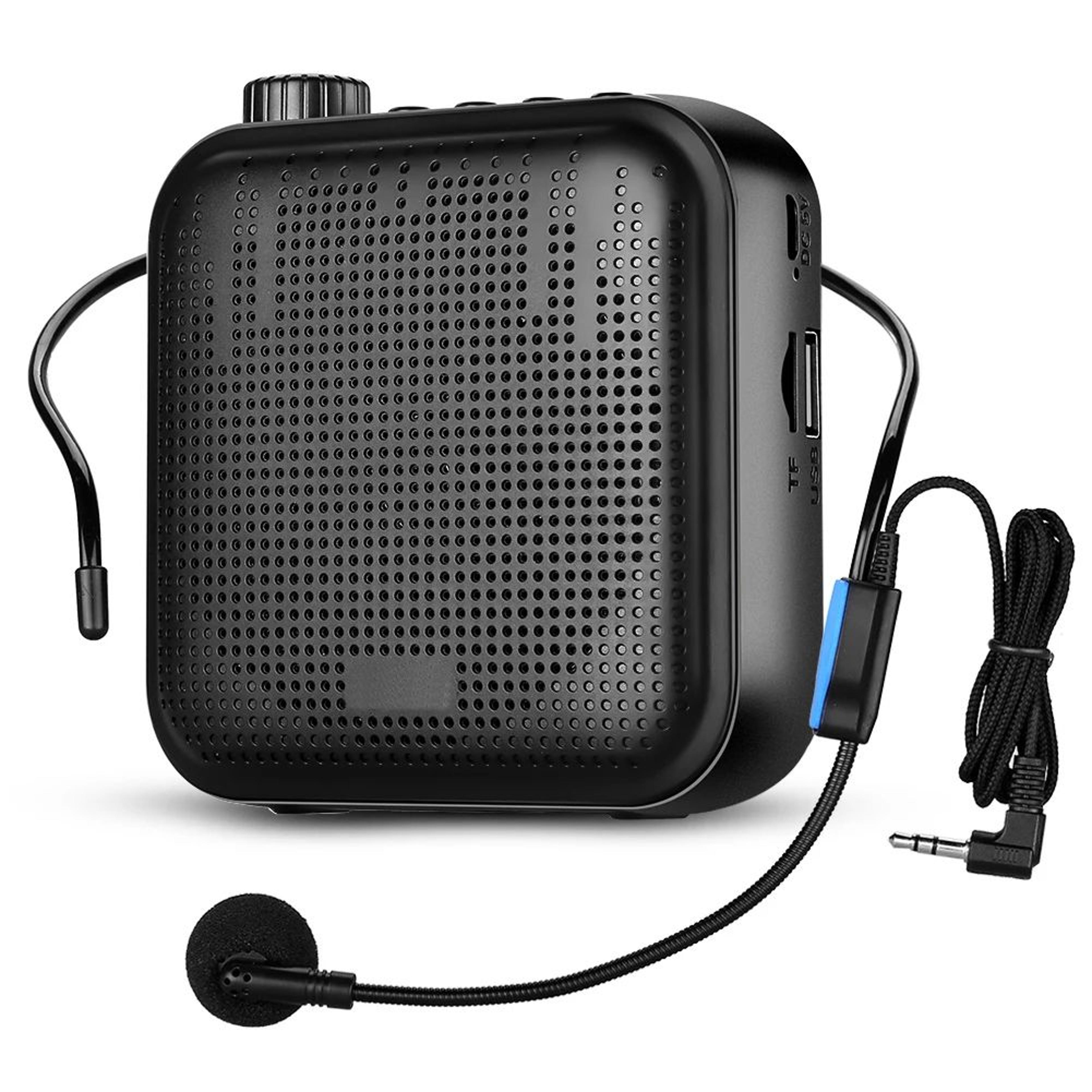 portable voice amplifier – 12 w personal speaker with wired headset, music playback and waistband for teachers & talks