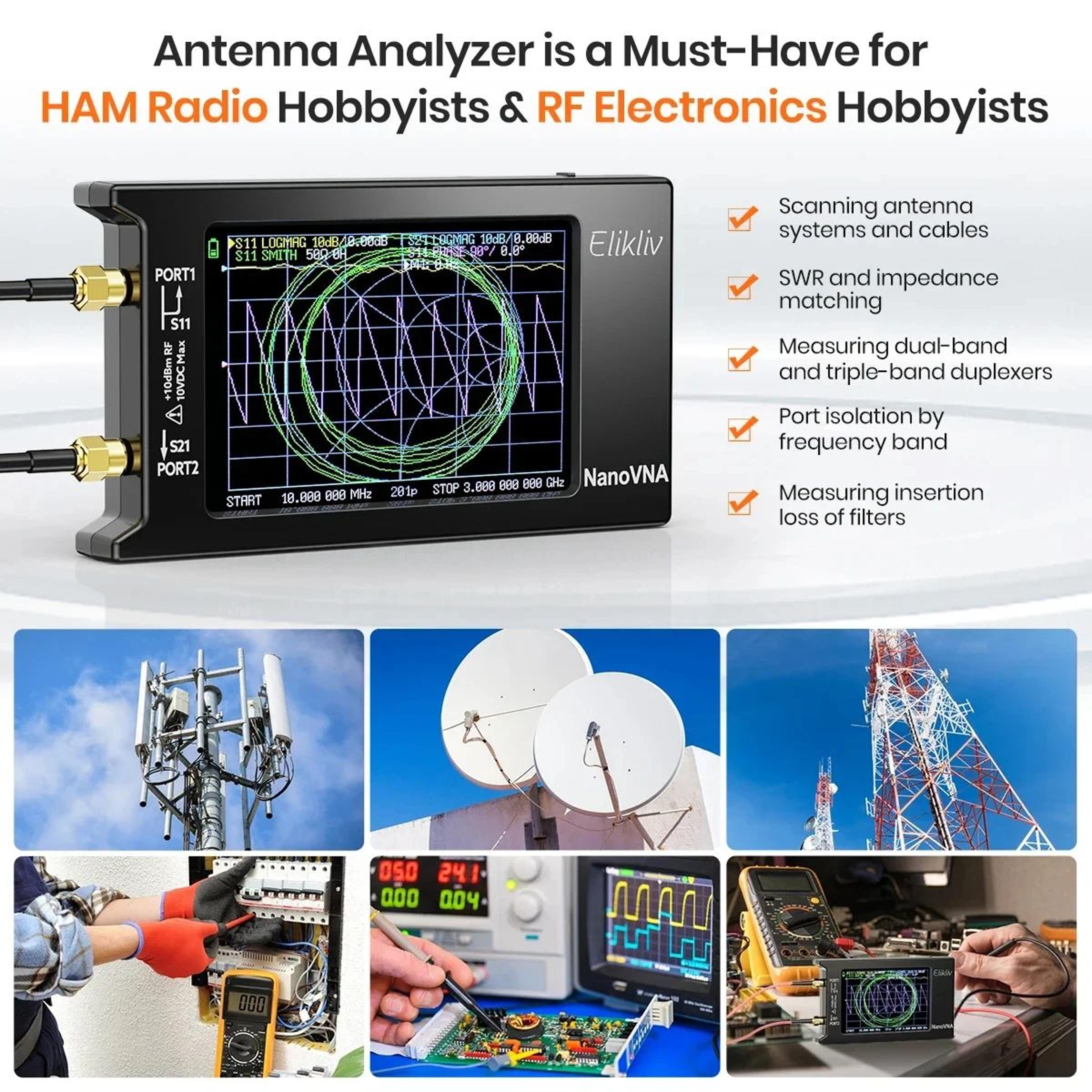 Vector Network Analyzer  10 KHz15 GHz Antenna Tester With 28 In Touchscreen TDR ABS Case  Calibrati 5