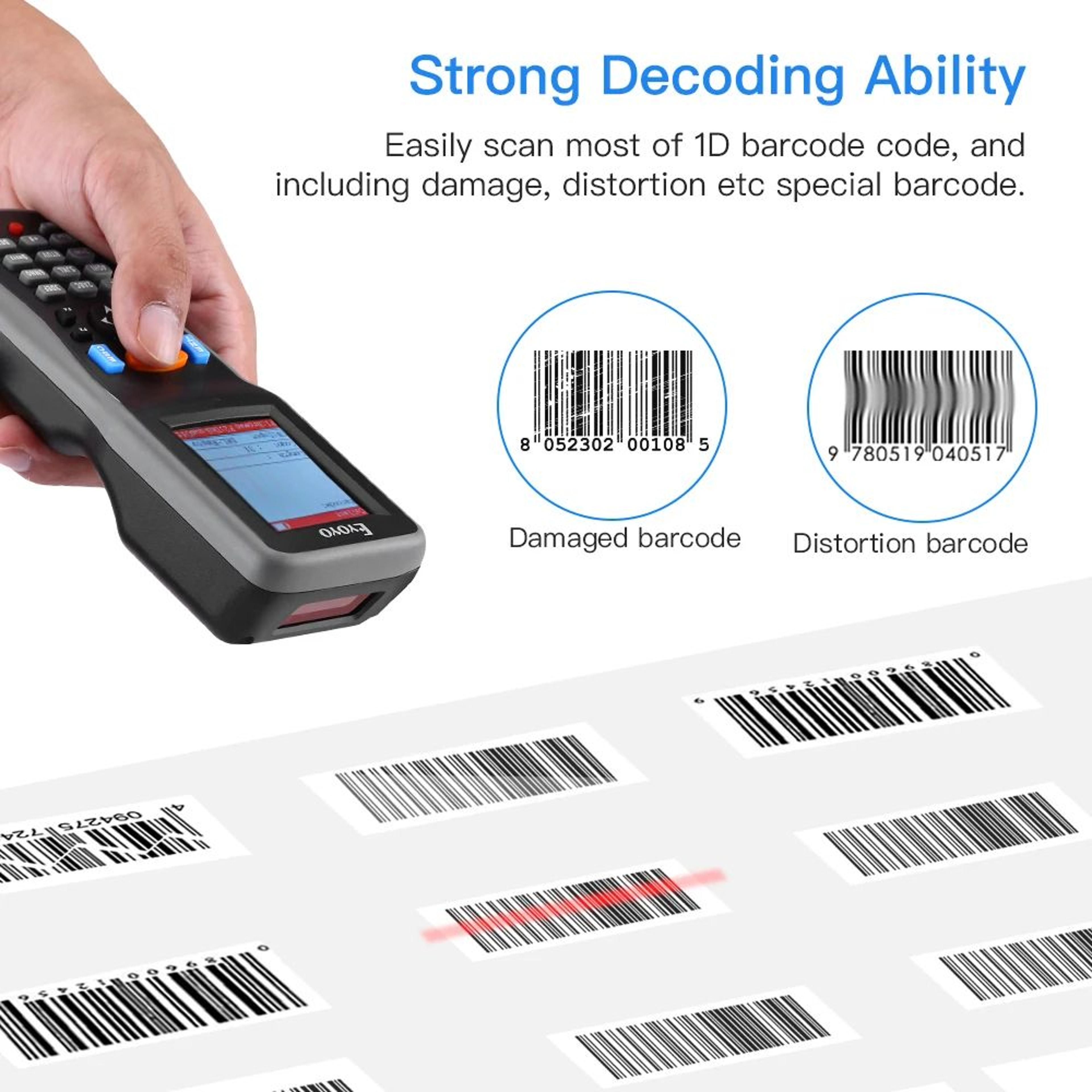 1D Inventory Barcode Scanner  Wireless Handheld Data Collector With 22 In Color LCD And USB Receive 6