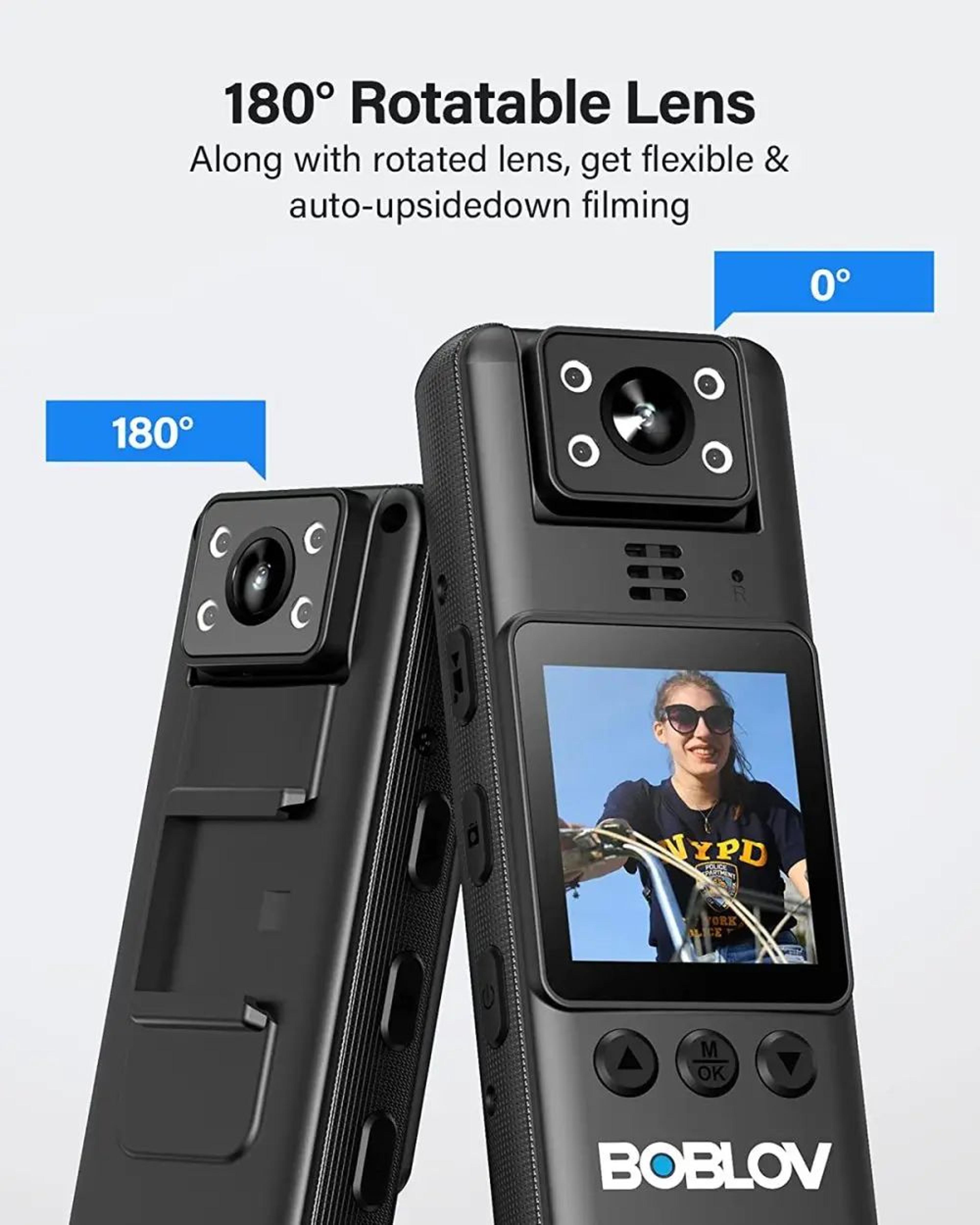 Mini Body Camera  1080p Video With 180 Rotating Lens IR Night Vision And 512 GB Card Support For Po 8