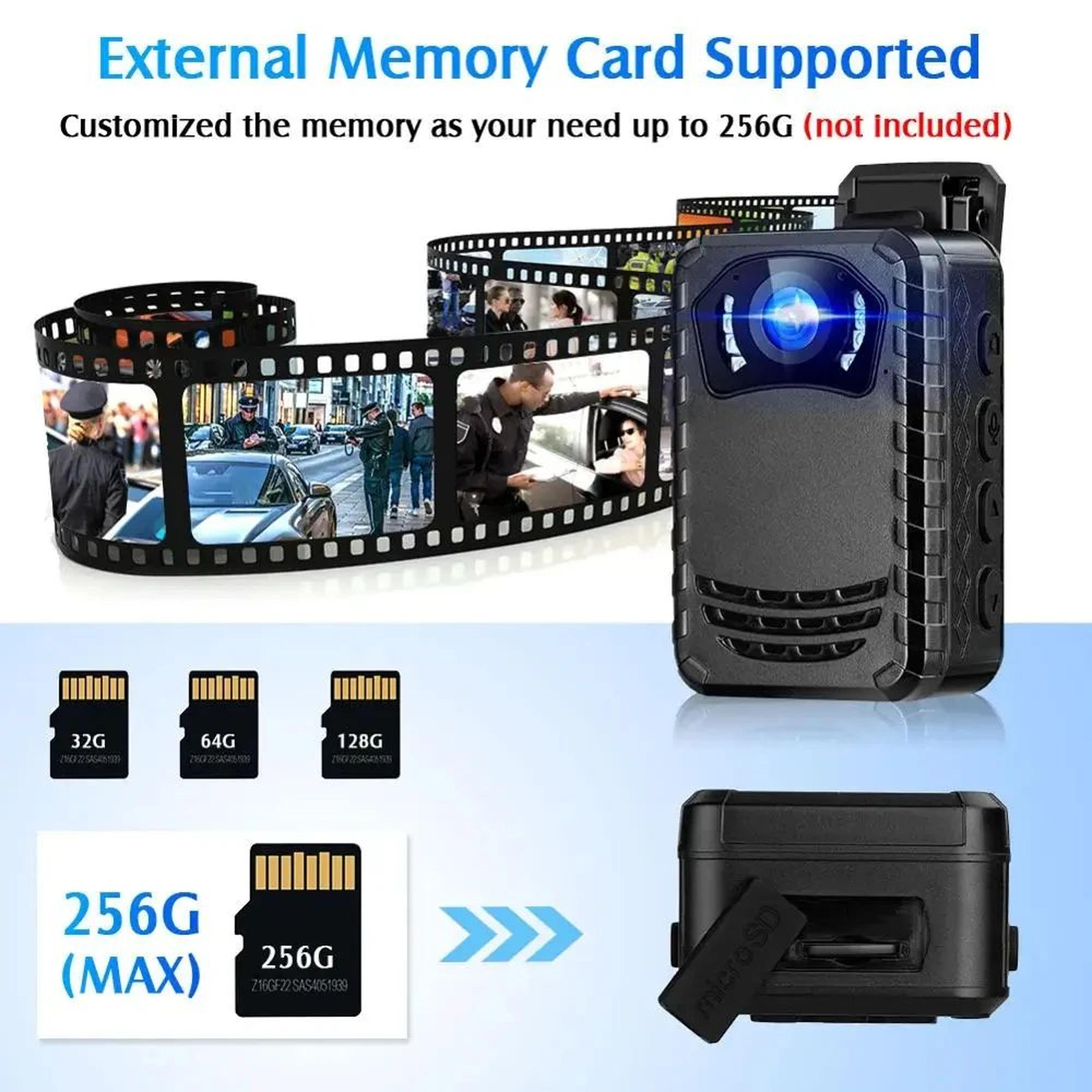 Mini Body Camera  1296p Video 165 FOV  IR Night Vision With 2600 MAh Battery  256 GB Memory Support