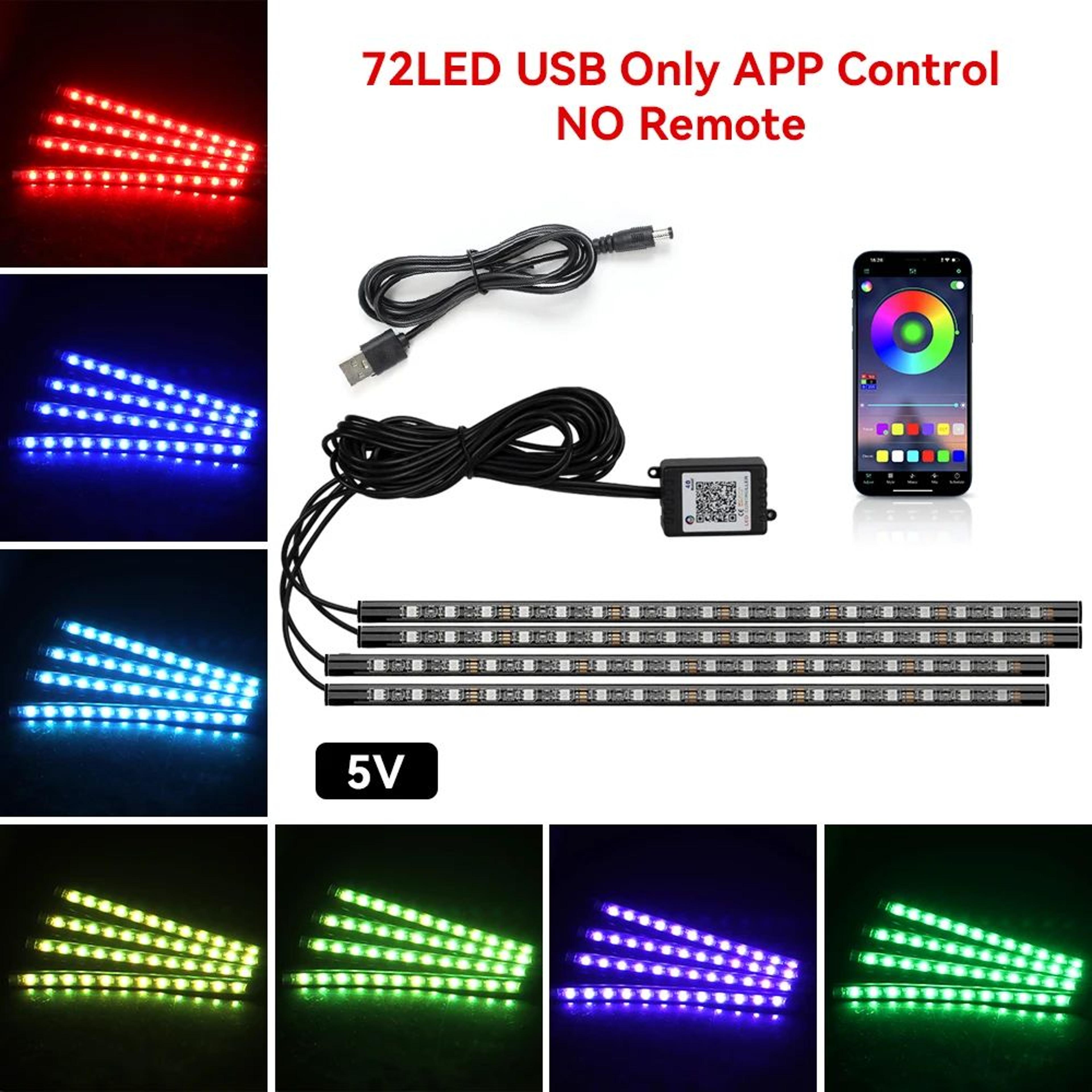Car RGB Interior Lights  LED Footwell Strips With Music Mode Brightness Control  USB Or 12V Plug Fo 15