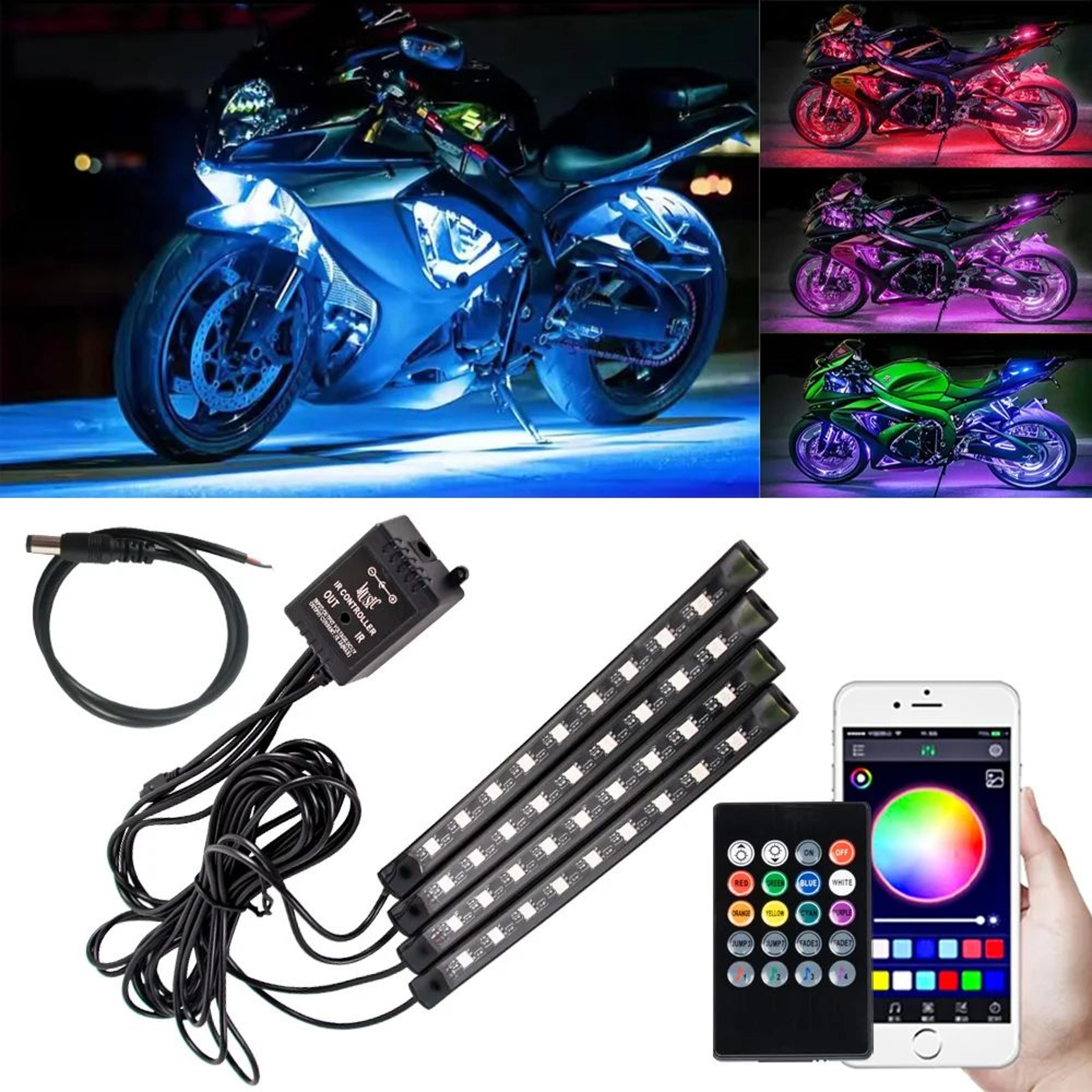 RGB Auto LED Light Strips  Flexible 12V IP65 Accent Lighting With App  Remote Control For Motorcycl 0
