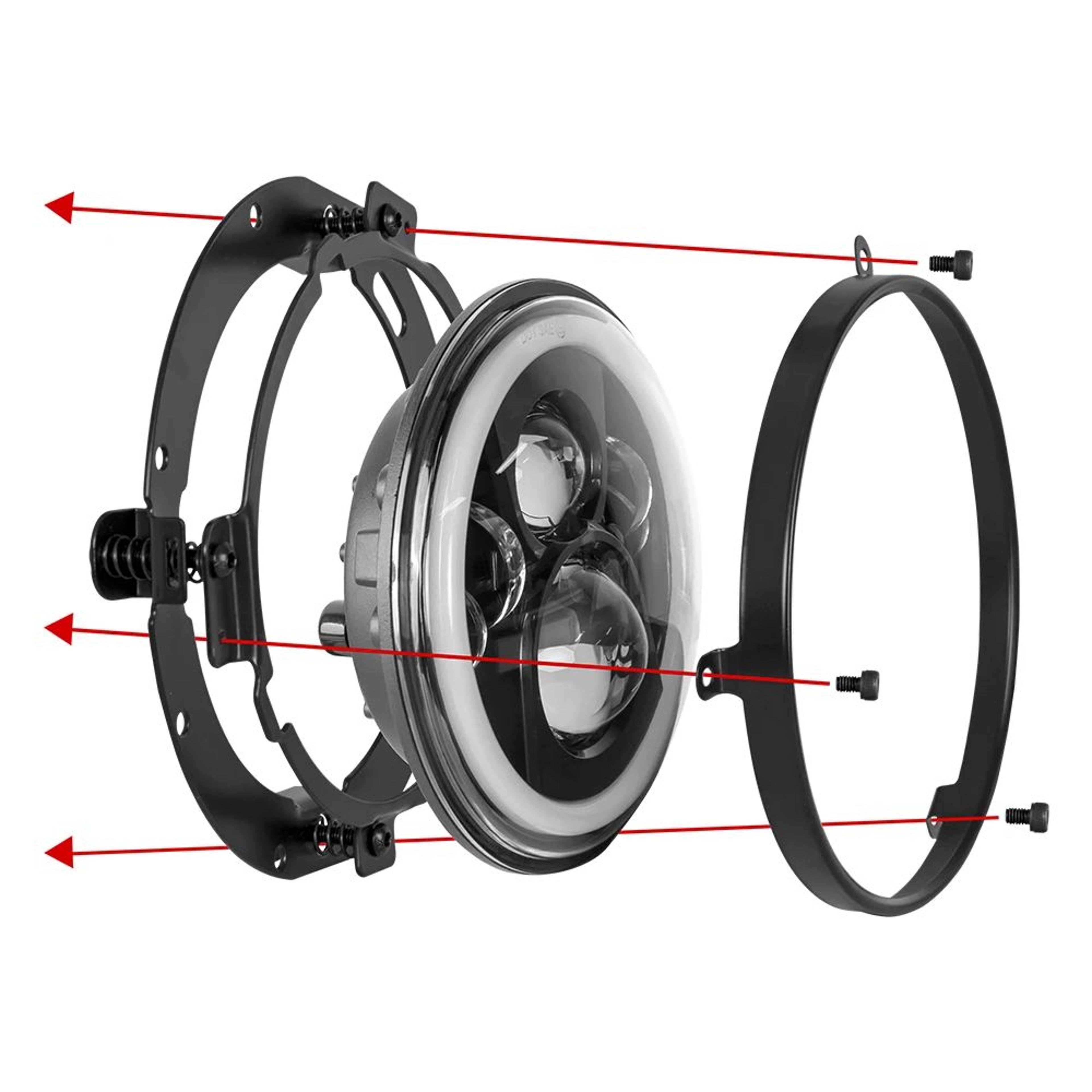 7 In LED Headlight Mounting Ring  Secure Headlamp Bracket In Black Or Chrome For Compatible Motorcy 1