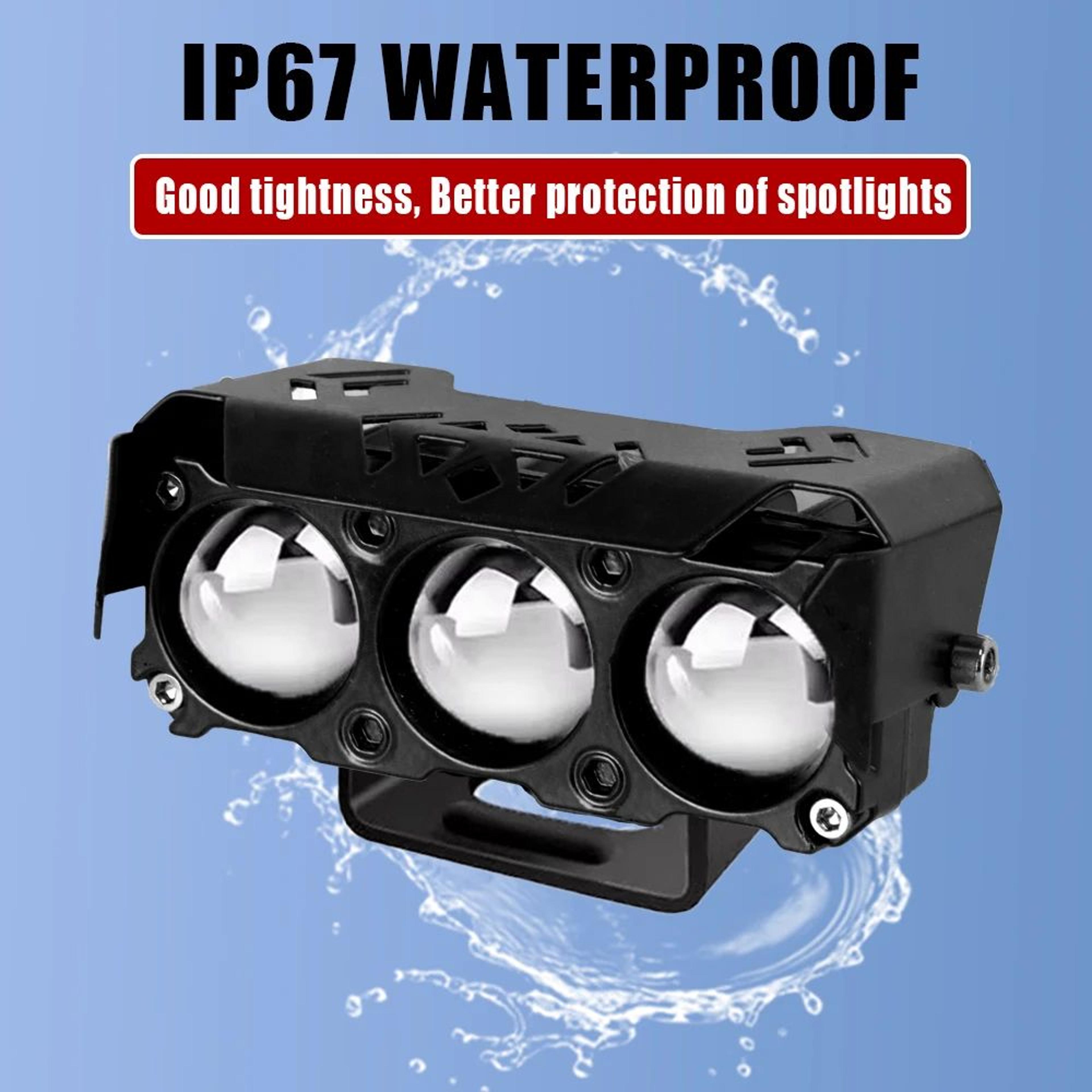 Motorcycle LED Spotlight  12V Dual Color White High Beam  Yellow Low Beam Driving Fog Lights For Ca 2