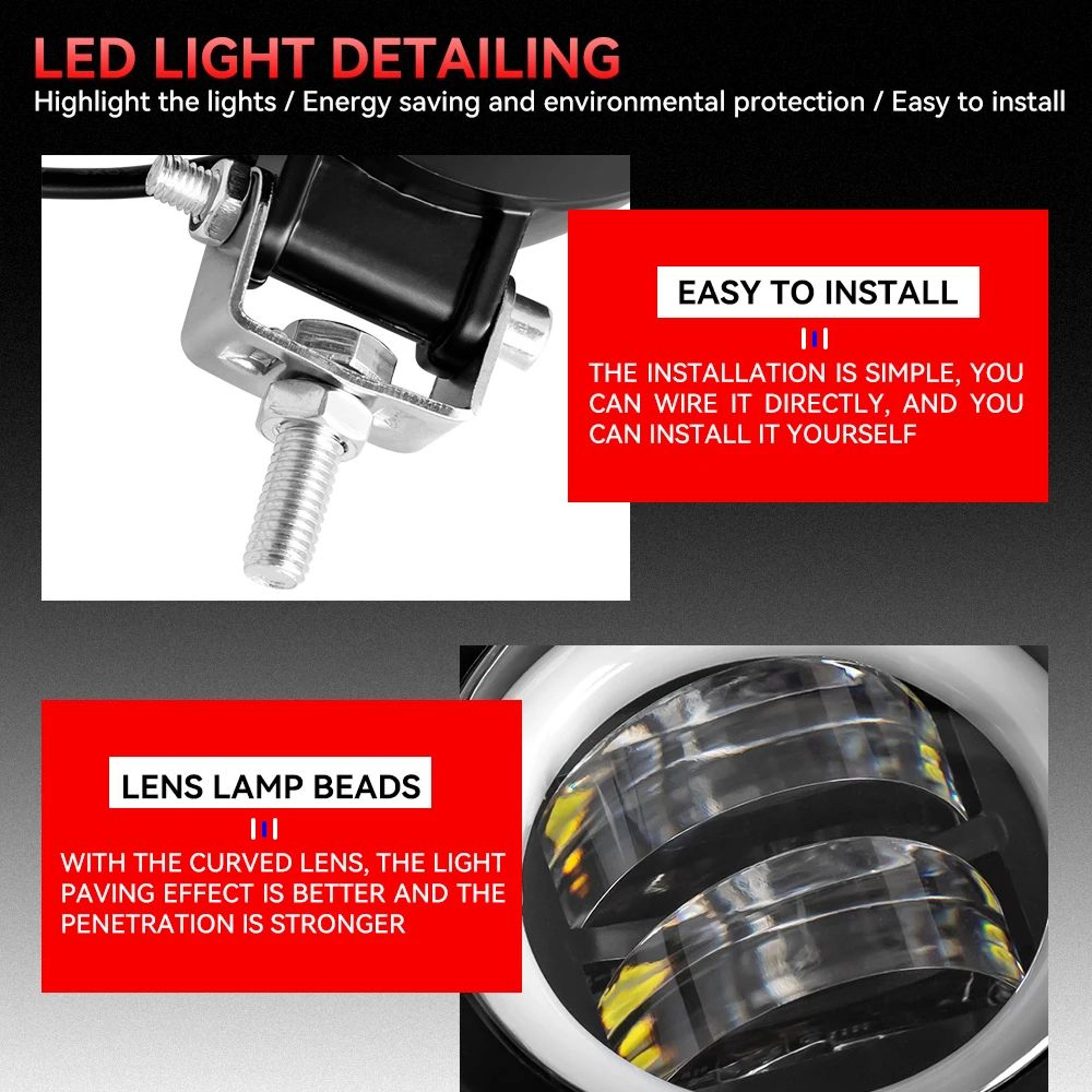 3 In Round LED Work Light  20W Halo Spotlight With IP67 Protection For 1224V Motorcycles Cars ATVs  4