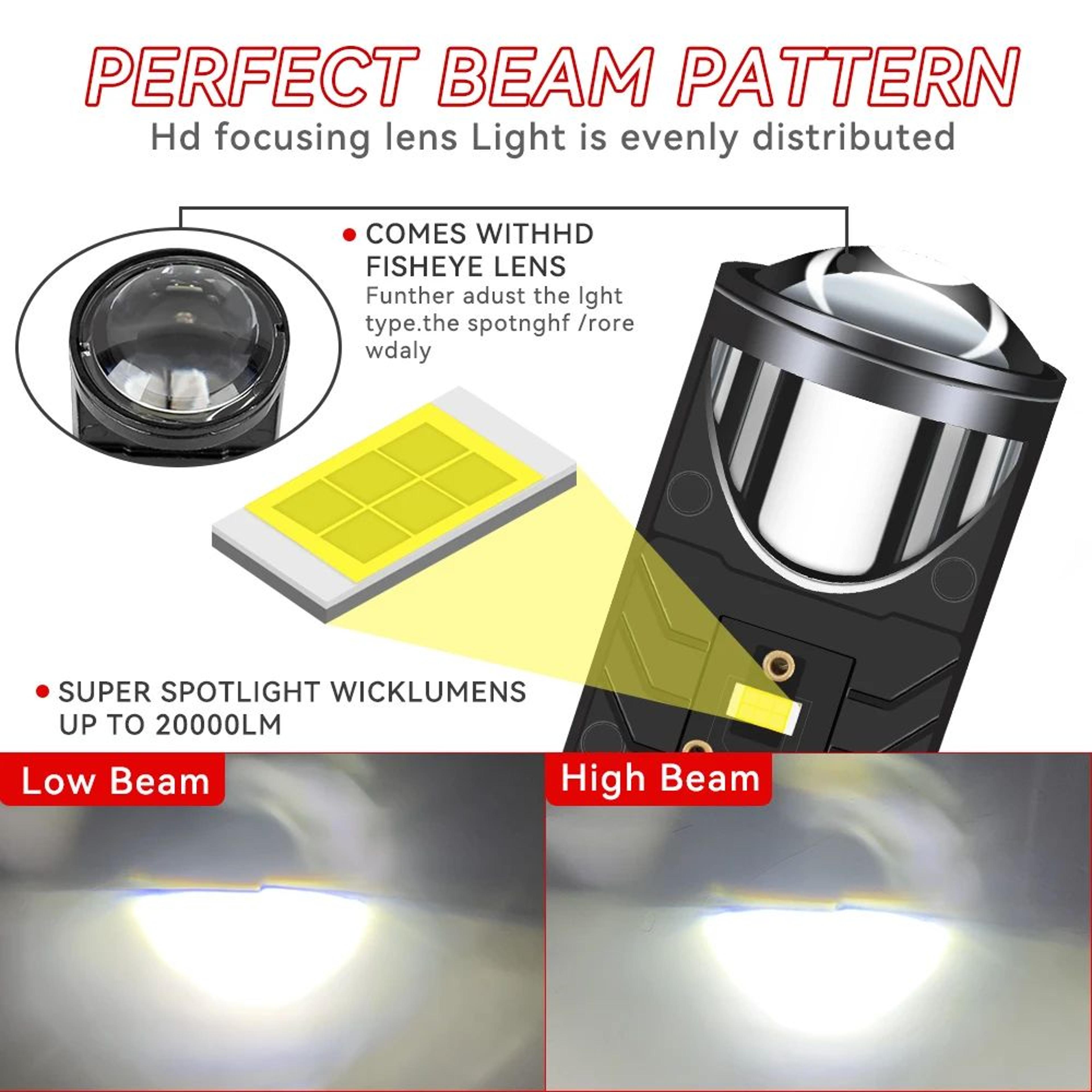 H4 LED Projector Headlight Bulbs  12V HighLow Beam Pair With Cooling Fan And Aluminum Body For Car  2
