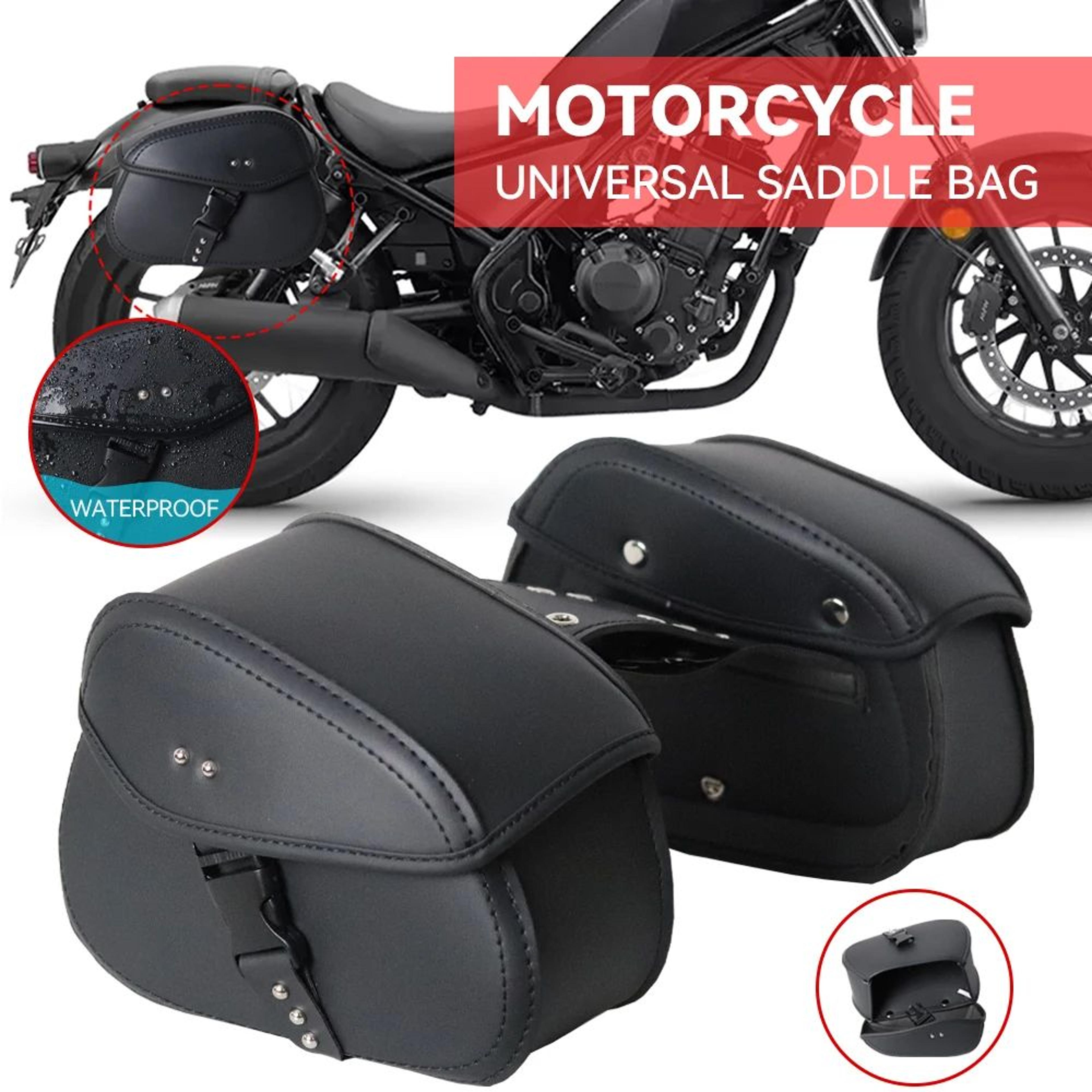 Motorcycle Saddlebags  Black PU Leather Side Bag Pair For Organized Rear Storage On Daily Commutes  0