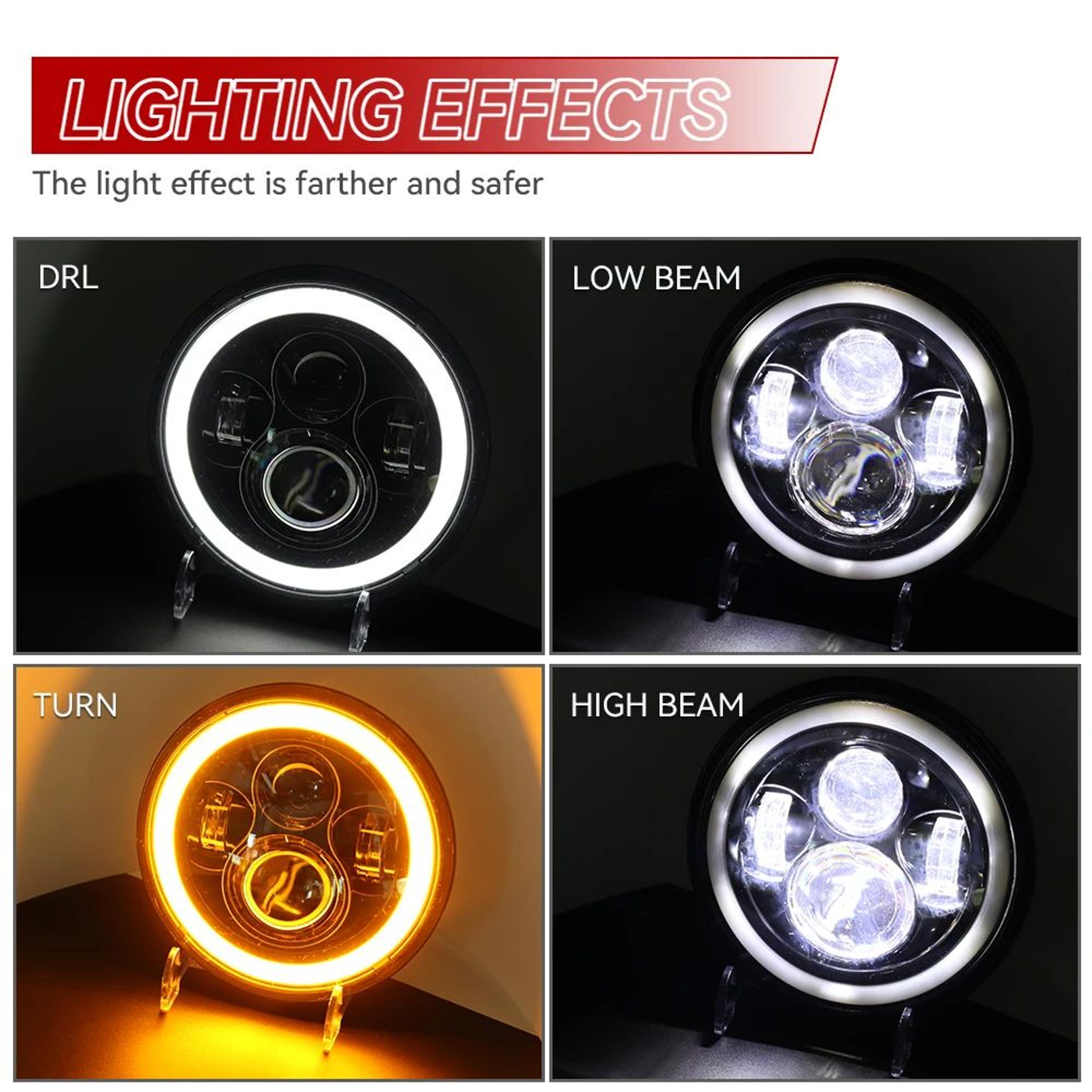 Motorcycle LED Headlight Kit  7 In HighLow Beam Headlamp With 45 In Fog Lights  Mounting Ring For T