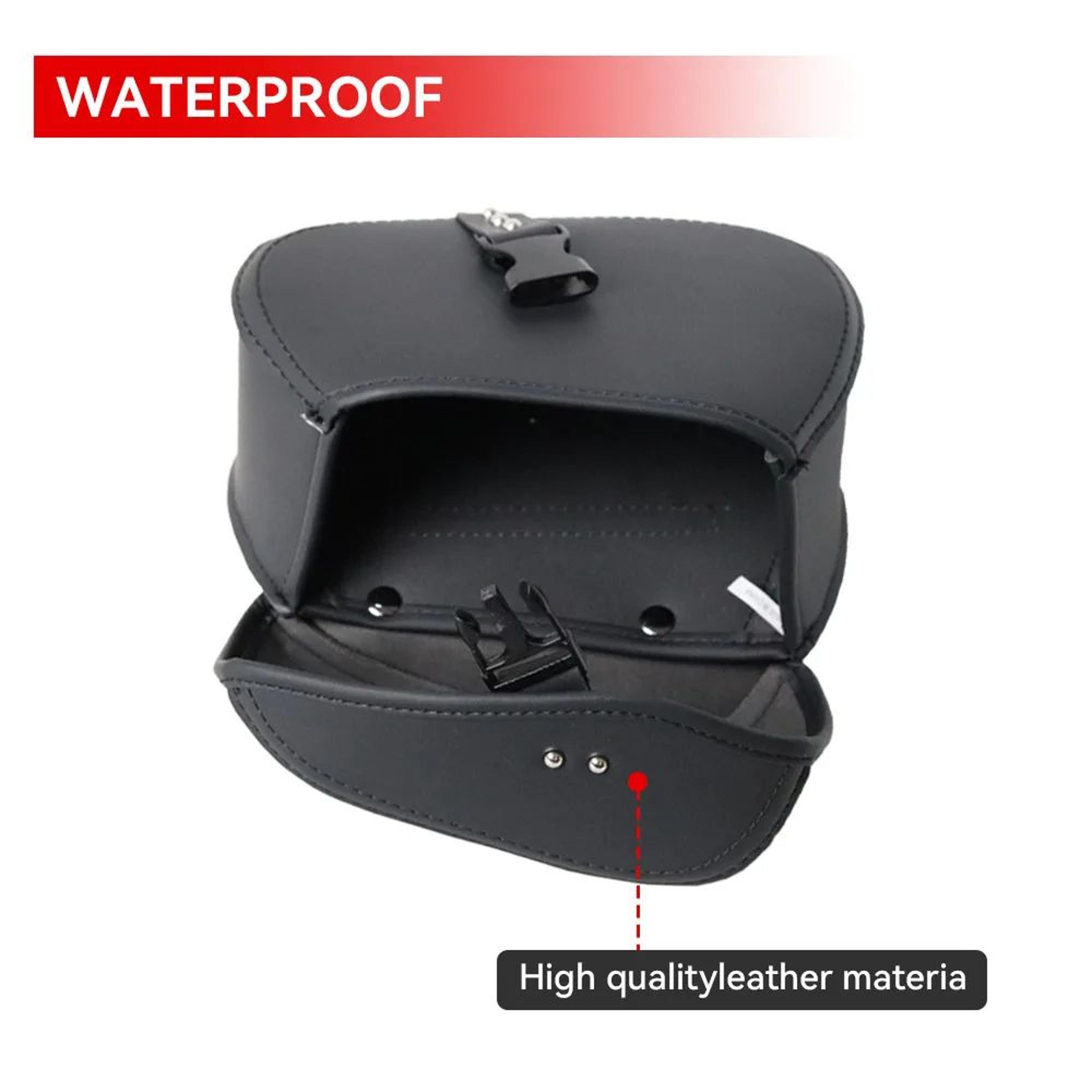 Motorcycle Saddlebag  Black PU Leather Storage For Handy Essentials With Flexible Placement On Comp 3