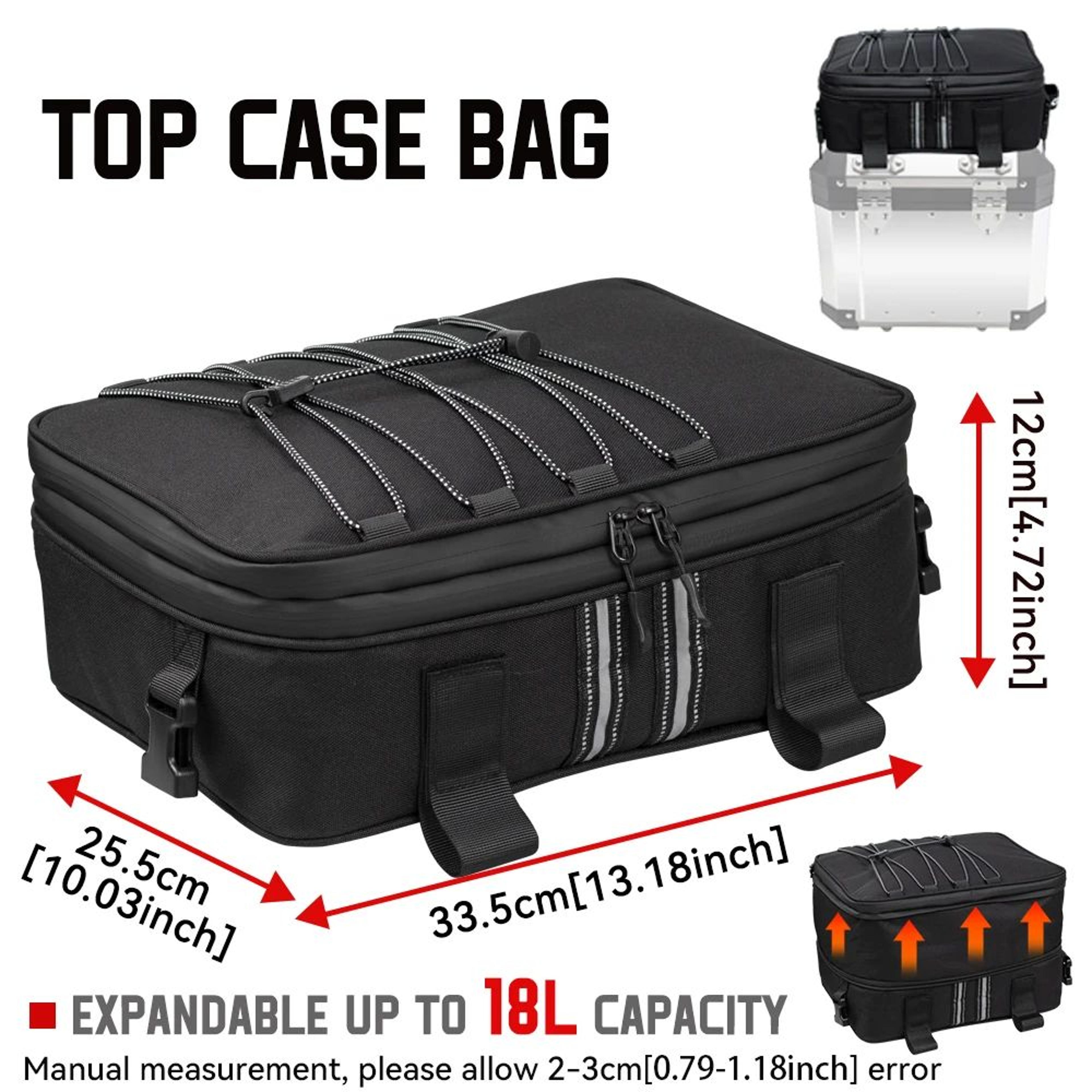 Motorcycle Top Box Bag  Black Luggage For Compatible Aluminum Cases With Organized Storage For Tour 7