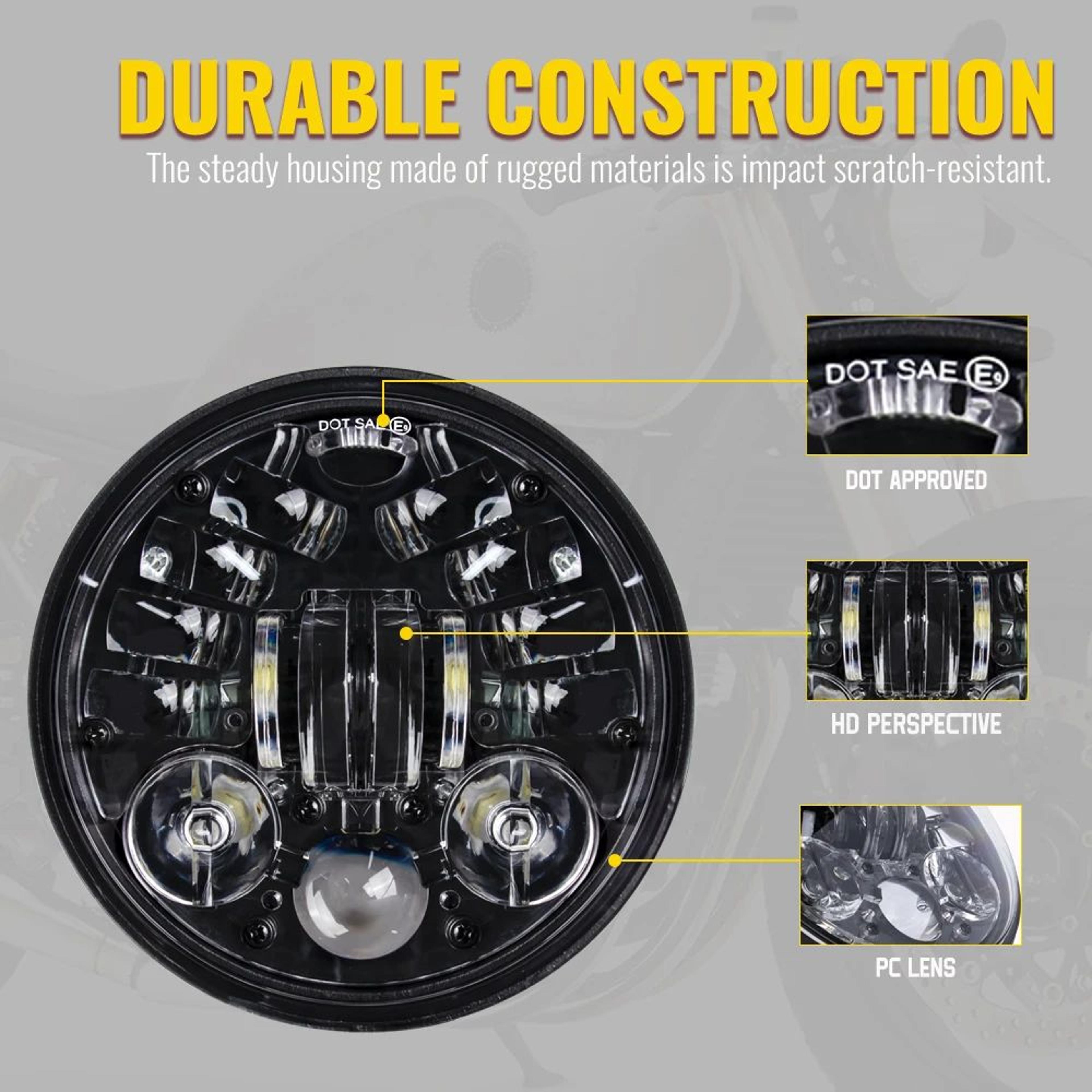 575 In Round LED Headlight  Black Replacement Headlamp For Compatible Motorcycle Housings  Classic  2