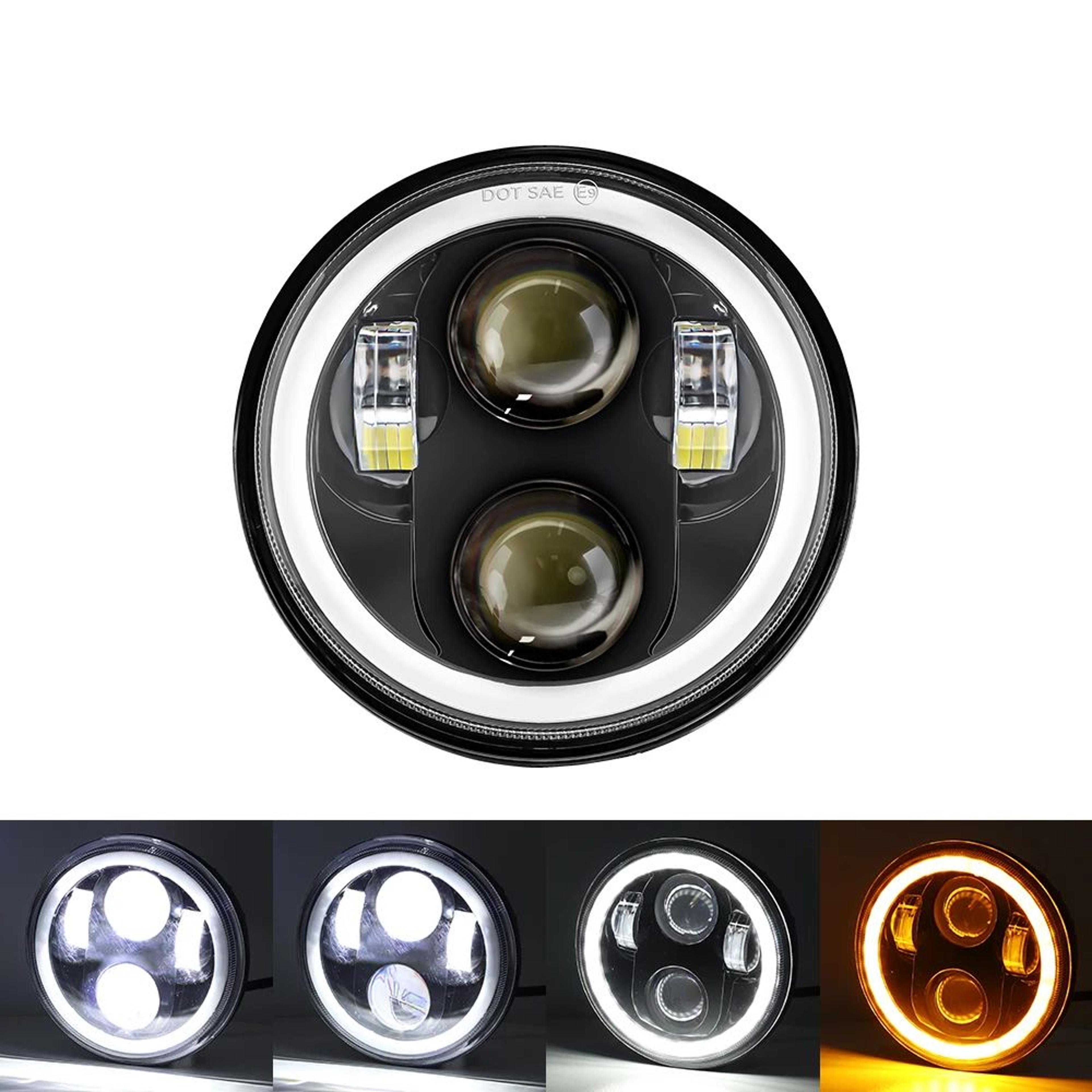 575 In Round LED Headlight  Black Replacement Headlamp For Compatible Motorcycle Housings  Classic  7