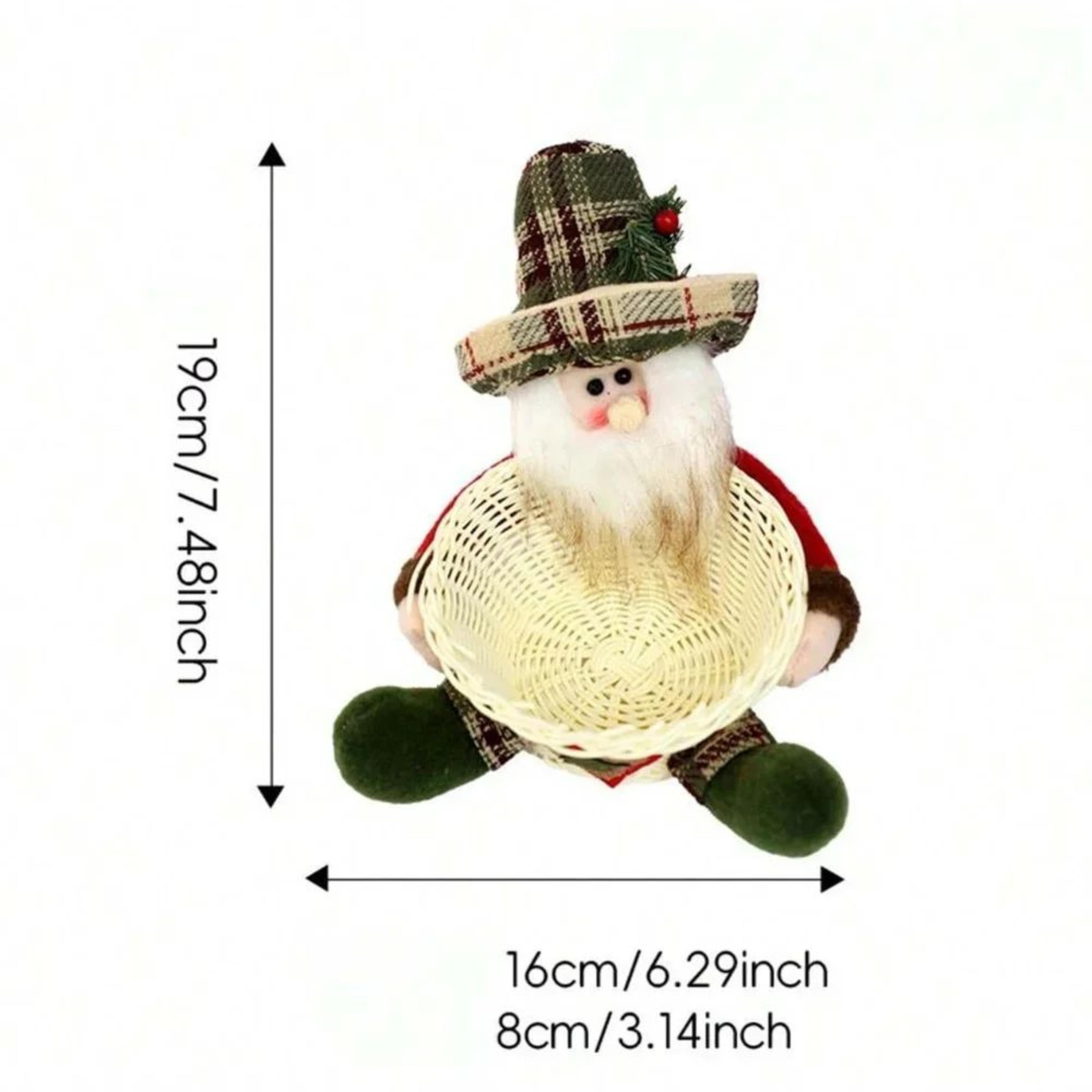 Christmas Snowman Candy Basket  Fun Woven Display Bowl For Holiday Treat Storage Festive Table Deco 6