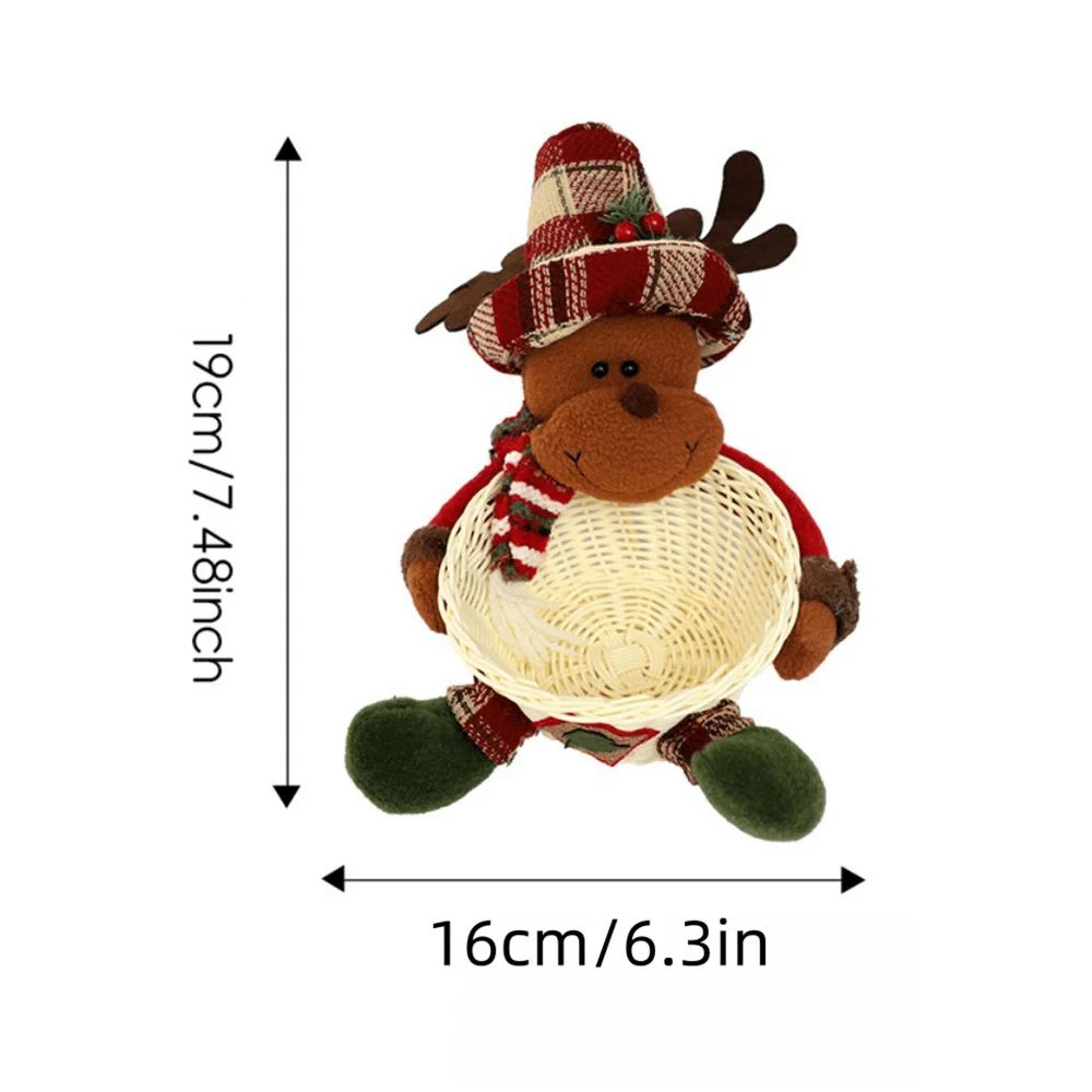 Christmas Snowman Candy Basket  Fun Woven Display Bowl For Holiday Treat Storage Festive Table Deco 8