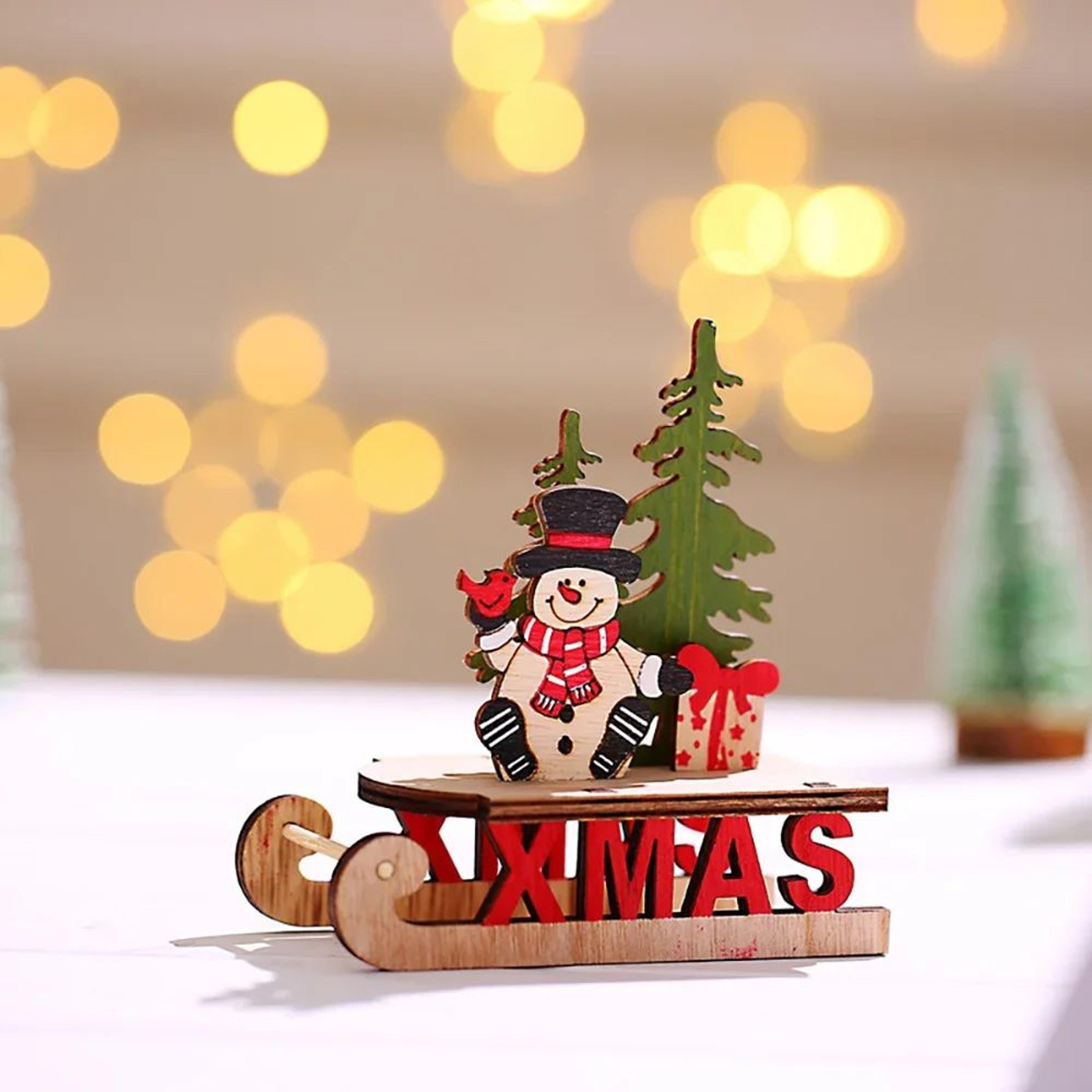 Christmas Wooden Sleigh Decoration  Santa Snowman  Elk Designs For Merry Home Displays DIY Styling  3
