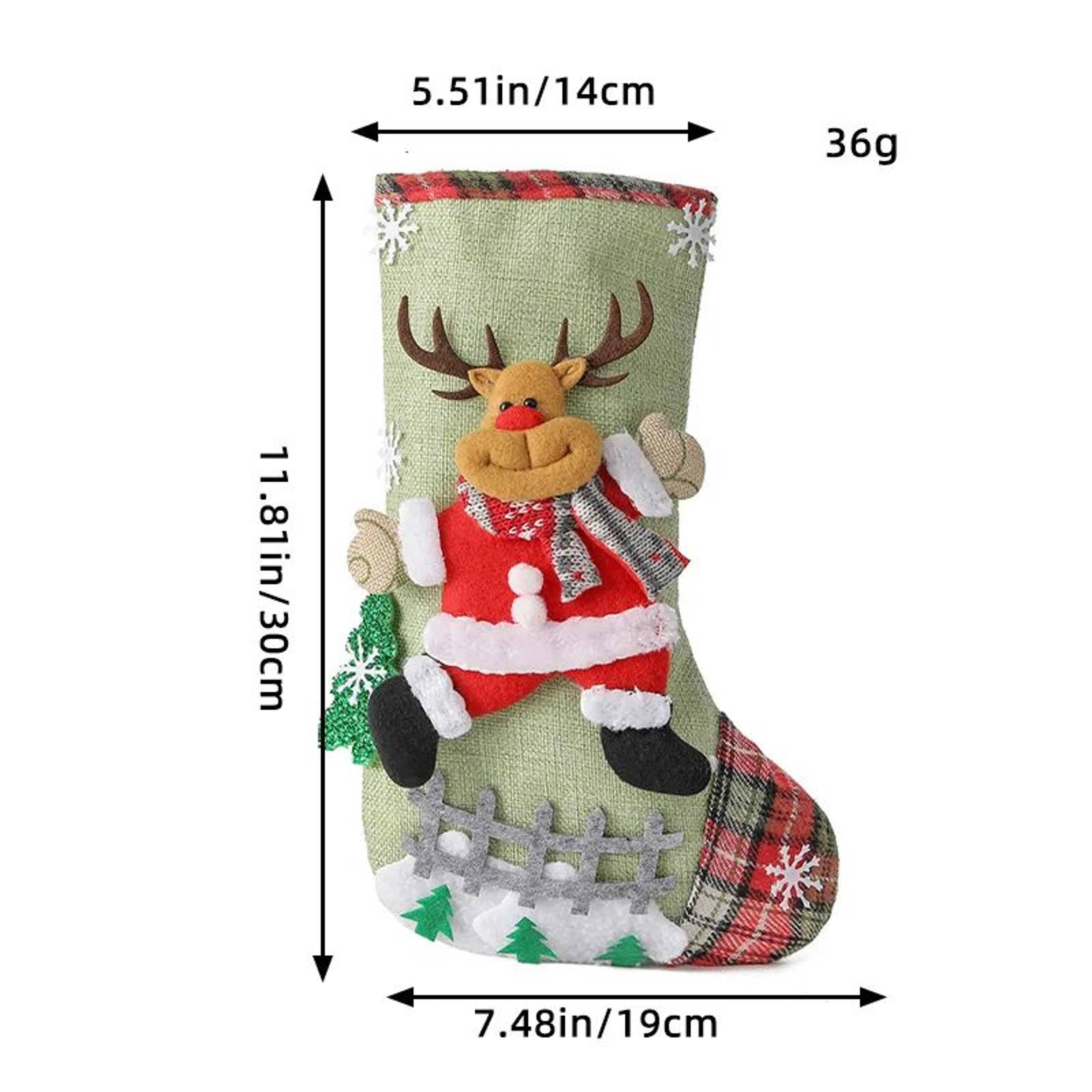Christmas Gift Stocking  1181 In Linen Candy Bag With 3D Santa Or Elk Style For Festive Hanging Dec 8