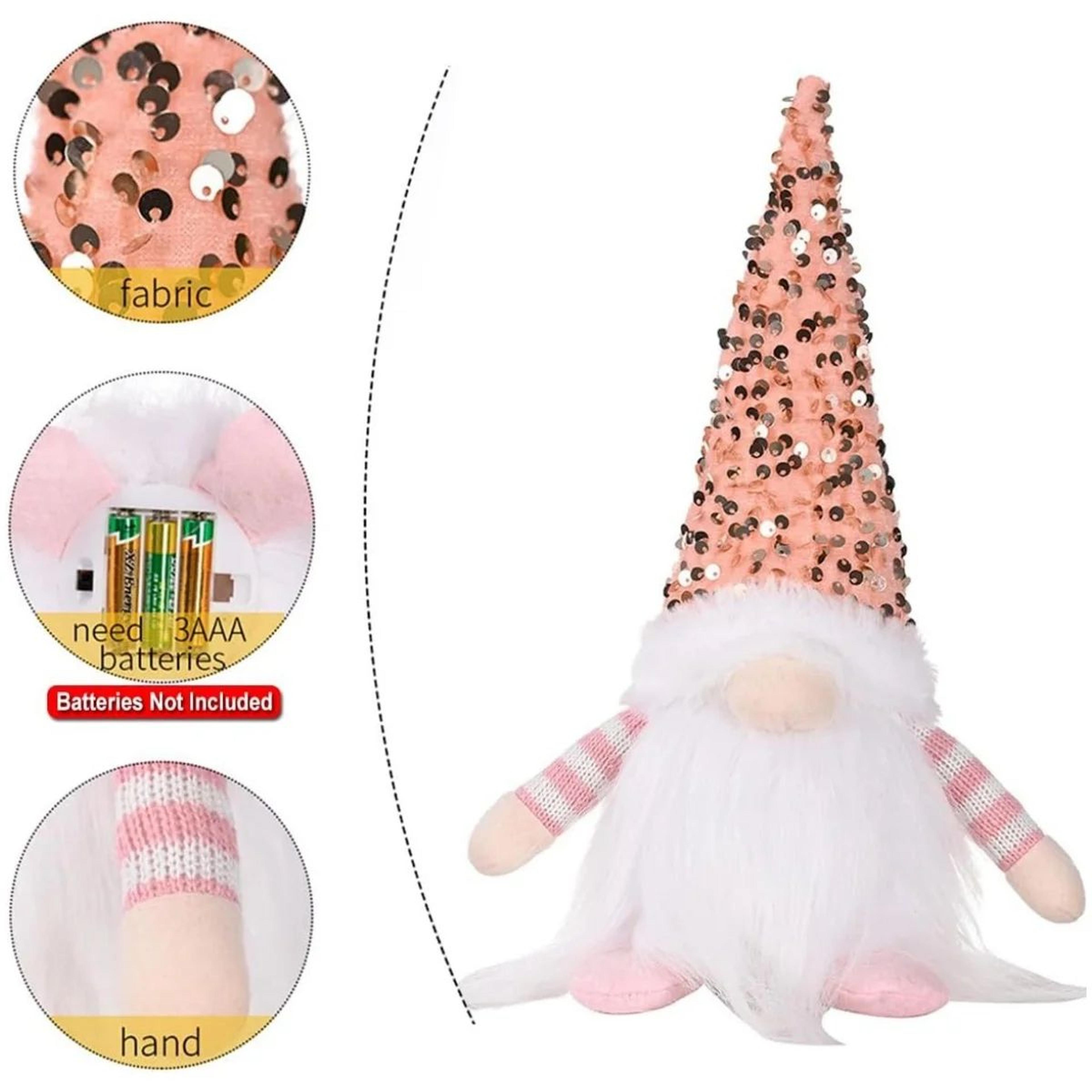 Light Up Christmas Gnome  1181 In Plush Doll With Sequin Hat  Warm LED Glow For Cozy Tabletop Decor 3
