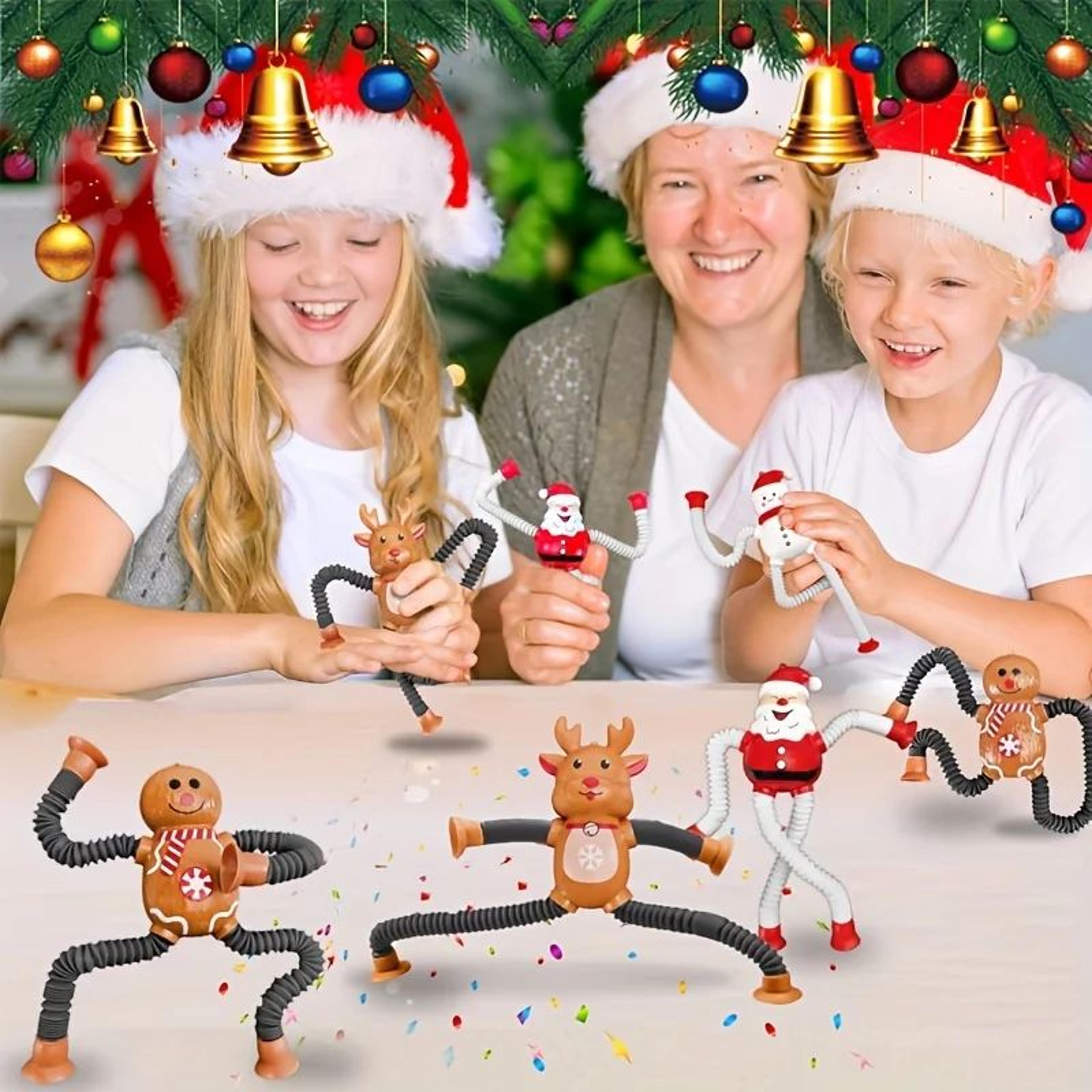Christmas Retractable Character Toy  Santa Snowman Elk  Gingerbread Designs For Playful Fidget Fun  5