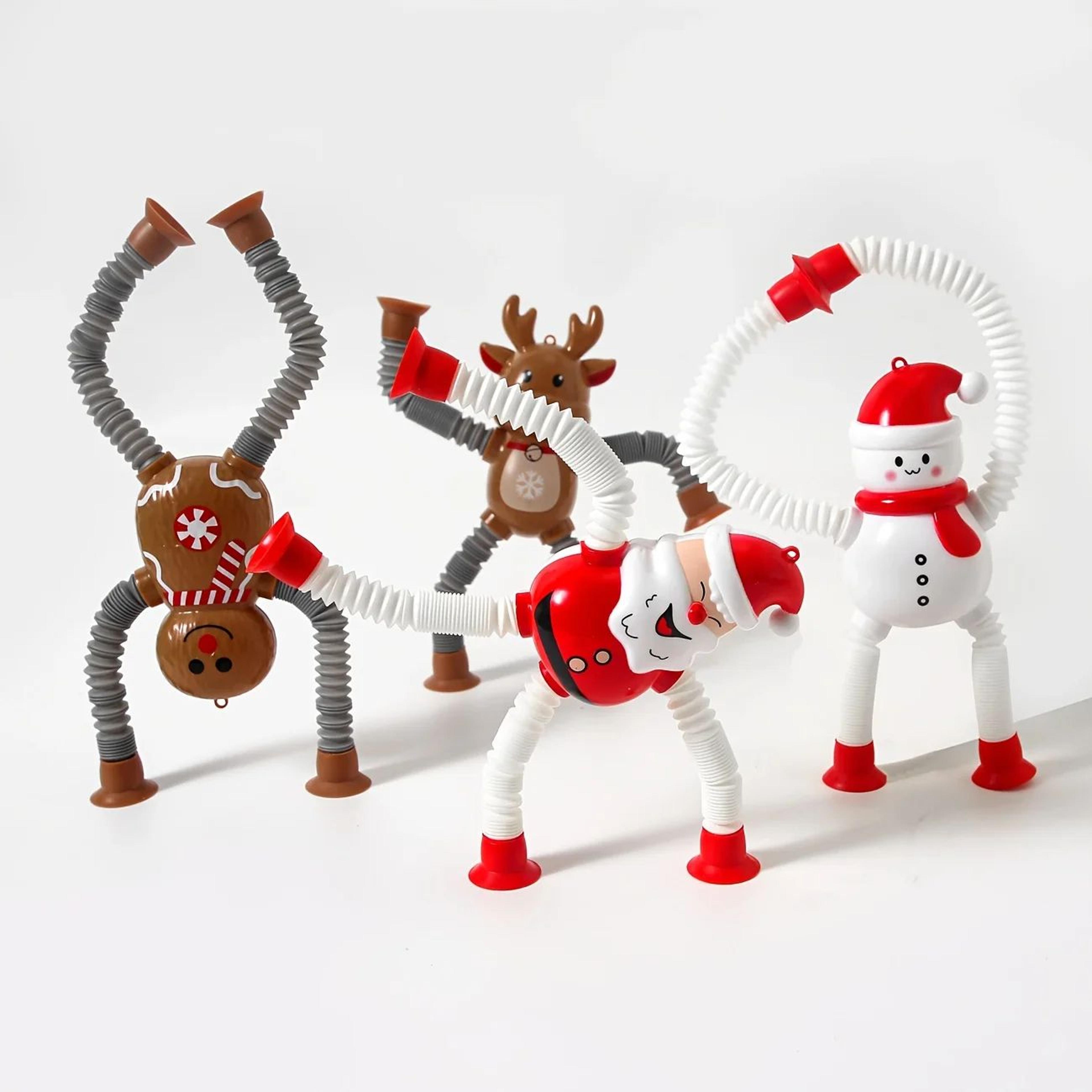 Christmas Retractable Character Toy  Santa Snowman Elk  Gingerbread Designs For Playful Fidget Fun  1