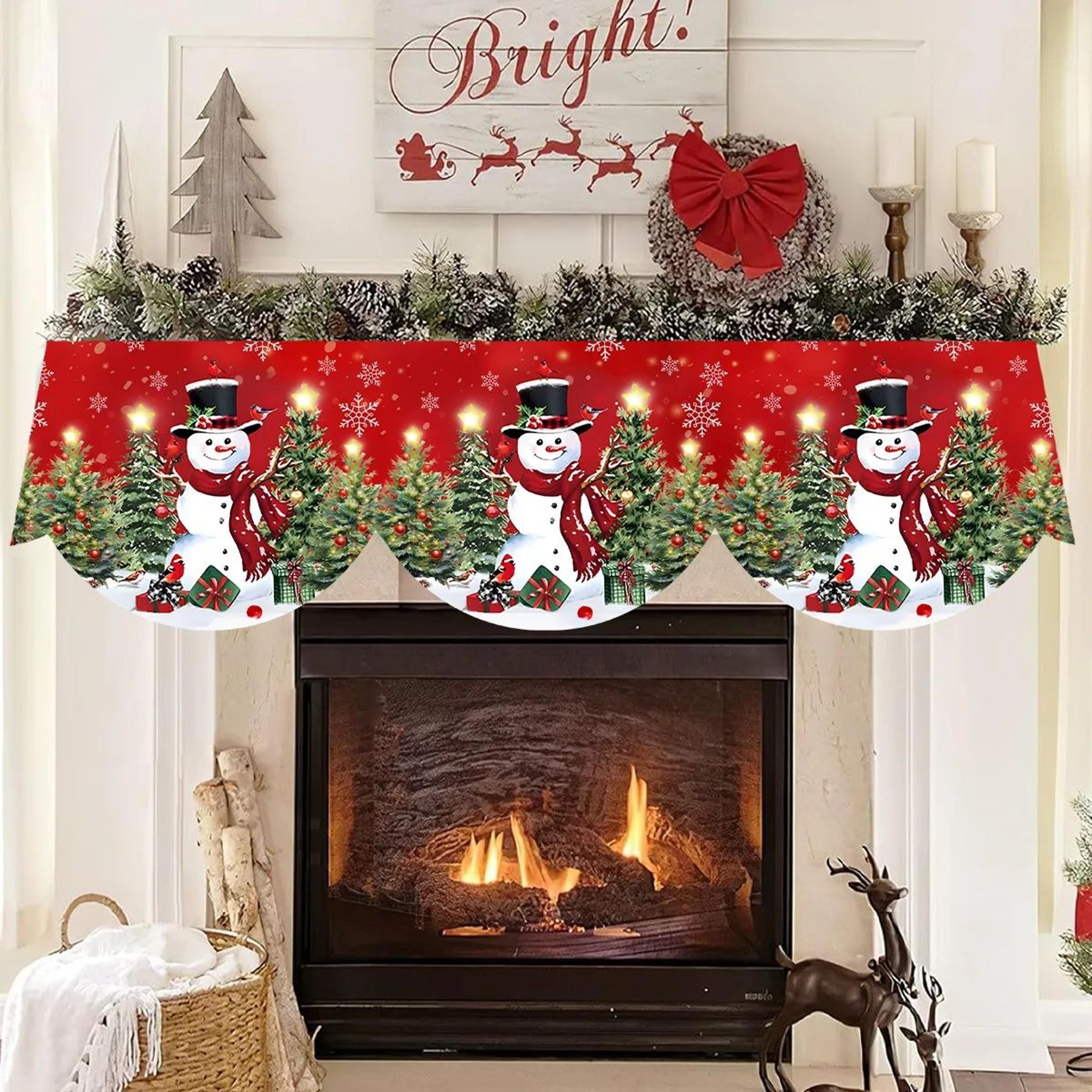christmas mantel scarf – red snowman fireplace drape & table cover for cozy holiday home styling & festive gift giving