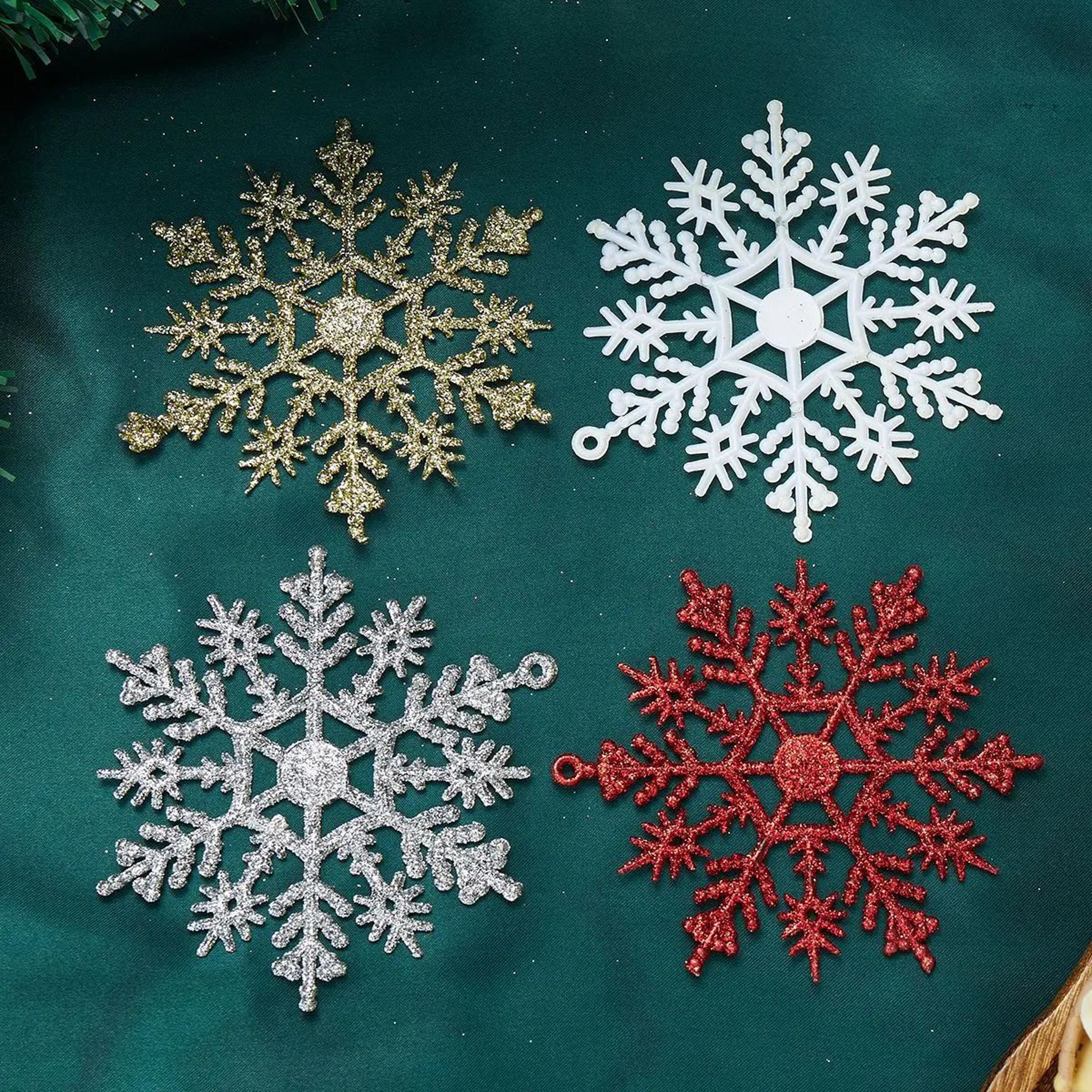 Christmas Snowflake Ornaments  9pcs Gold Or Red Shining Hanging Decorations For Festive Trees DIY C 3