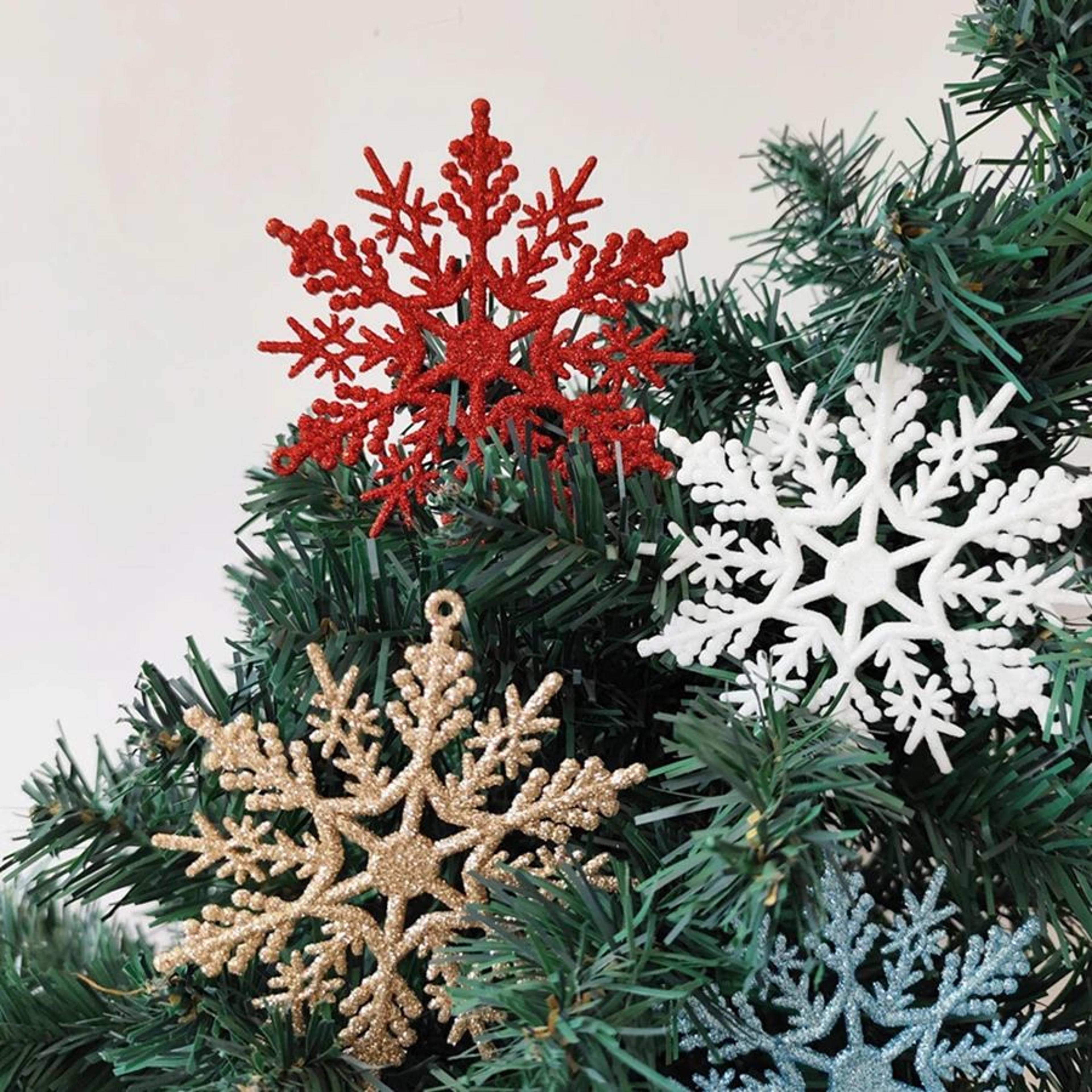 Christmas Snowflake Ornaments  9pcs Gold Or Red Shining Hanging Decorations For Festive Trees DIY C 2