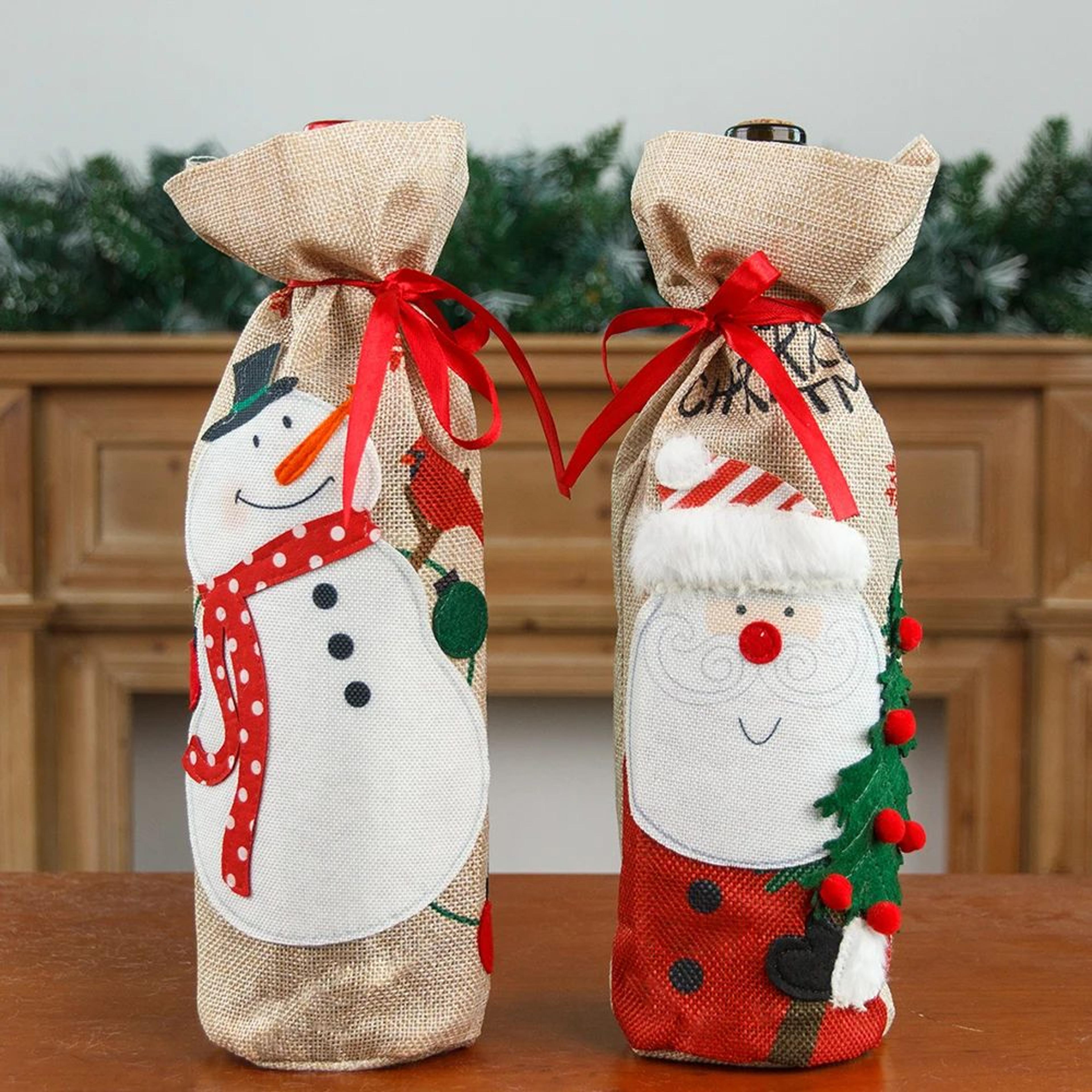 Christmas Linen Bottle Cover  1pc Festive Bottle Decoration For Holiday Table Styling Home Display  4