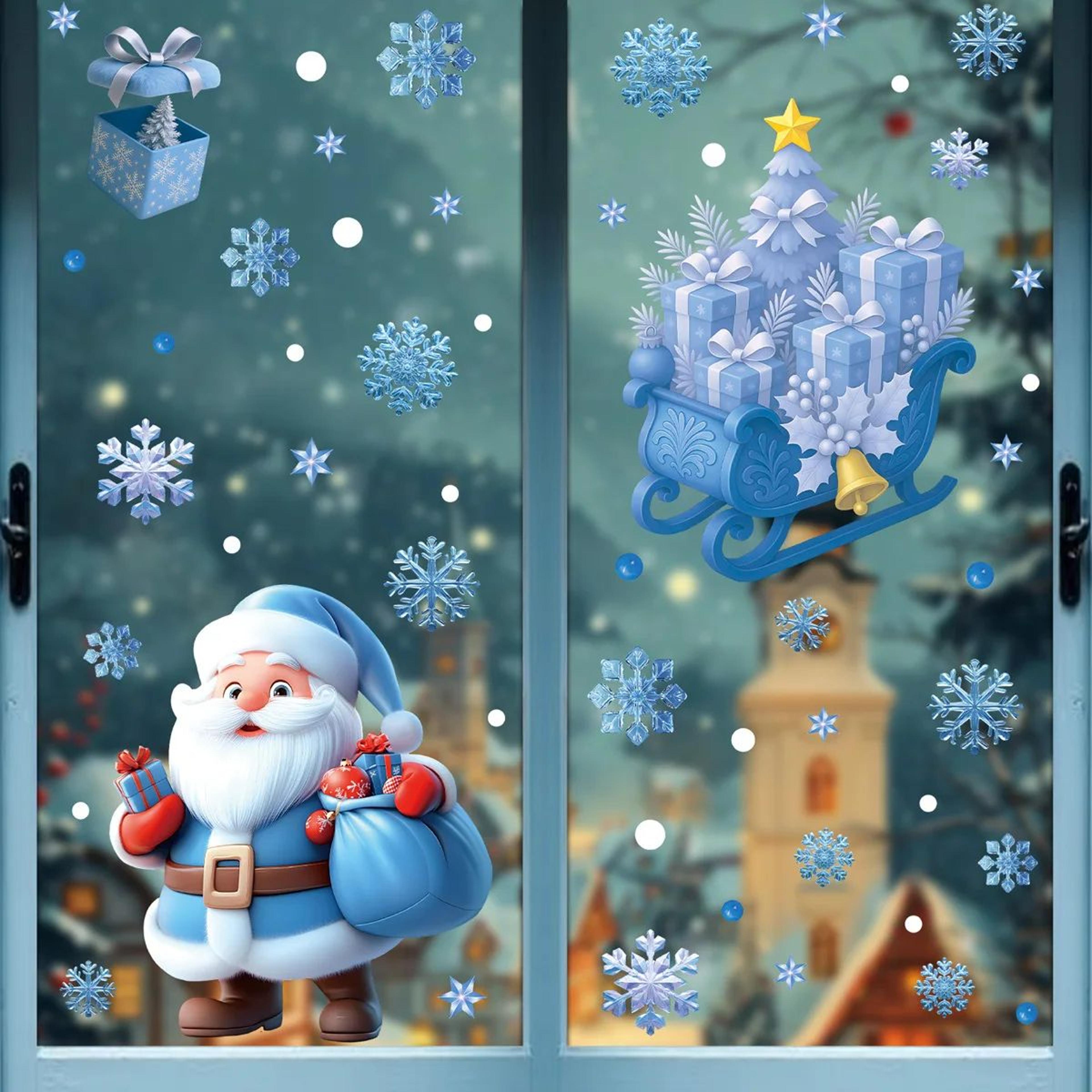 Christmas Window Clings  2pcs Reusable PVC Static Stickers With Santa Snowman  Snowflakes For Festi 6