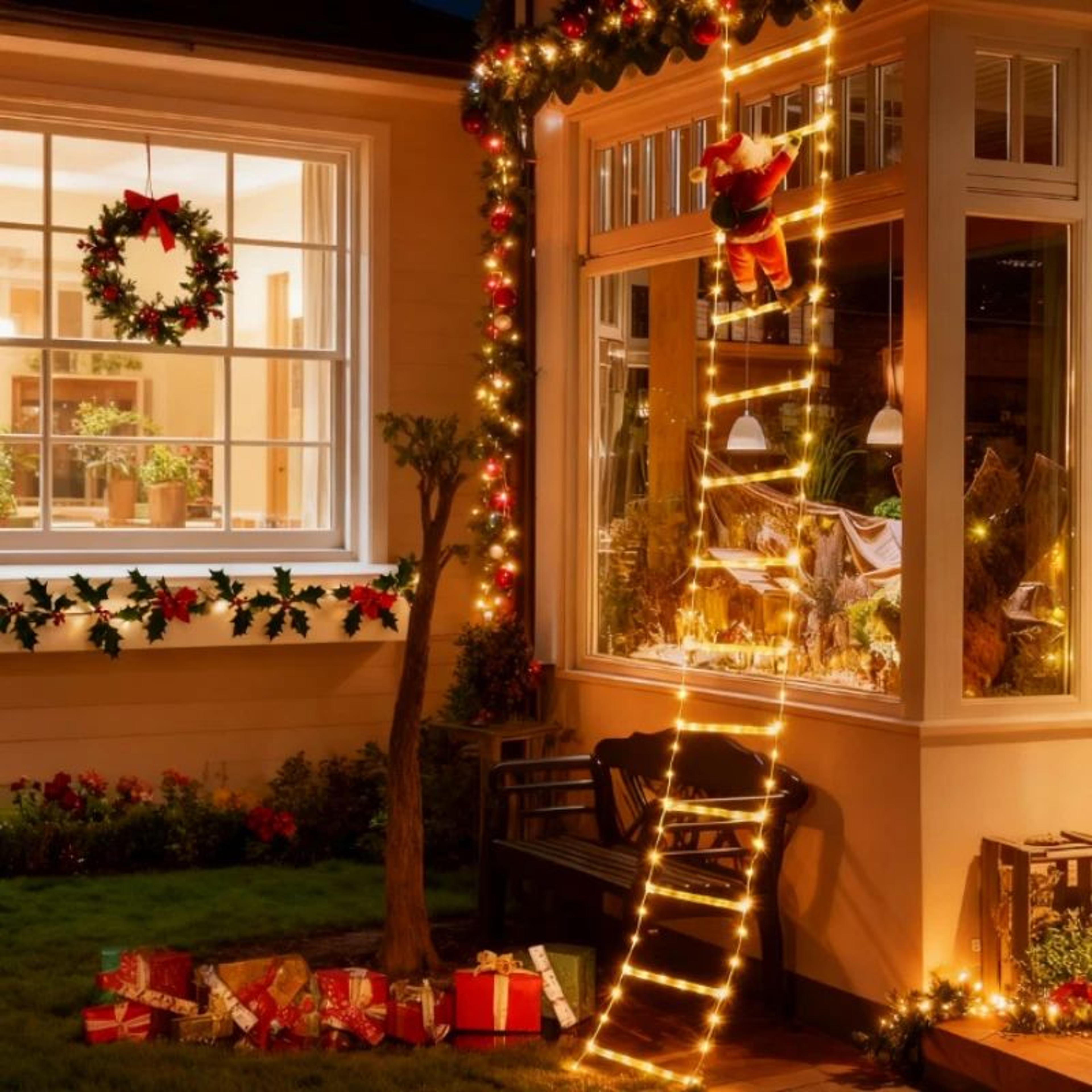 Christmas Santa Fairy Lights  984 Ft Climbing Stairs Design For Festive Tree Window Bedroom  Living 6