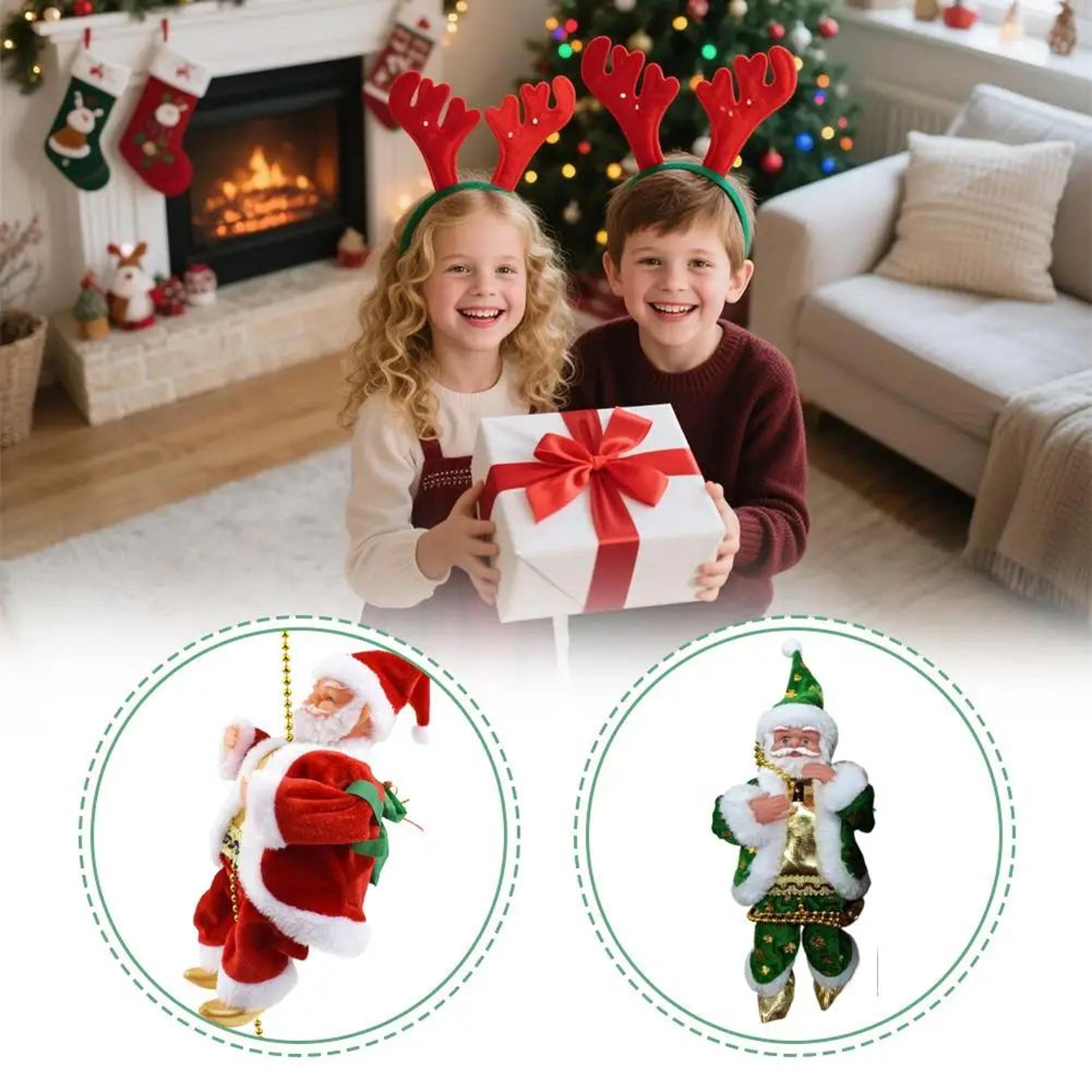Climbing Santa Christmas Doll  Animated Bead Chain Decoration With Lights  Music For Festive Home D 3