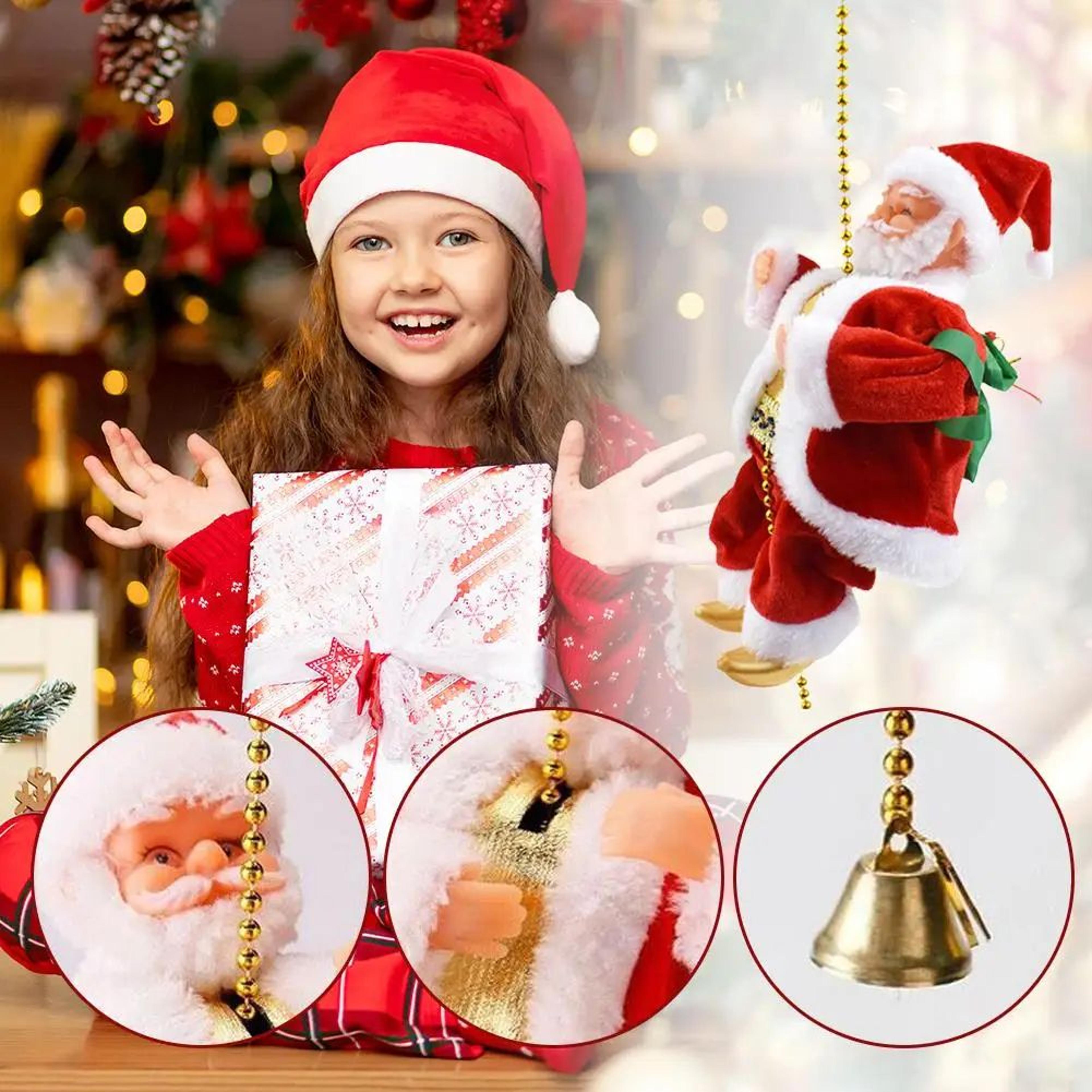 Climbing Santa Christmas Doll  Animated Bead Chain Decoration With Lights  Music For Festive Home D 4