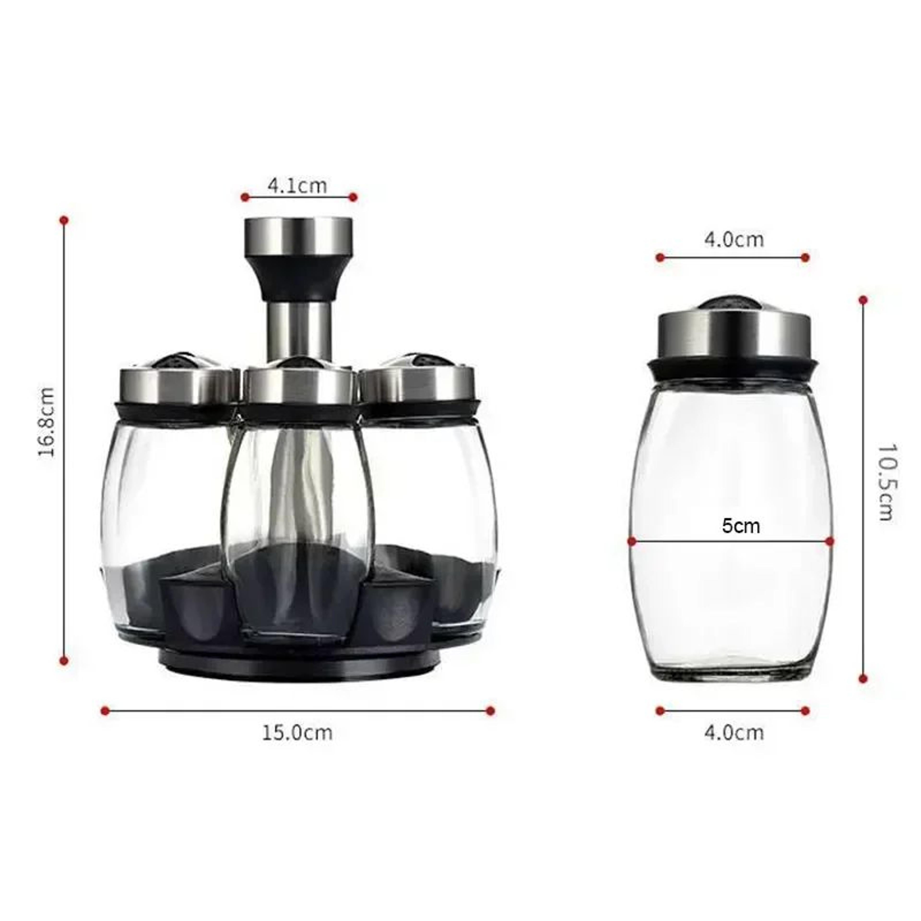 Rotating Spice Jar Display  Clear Seasoning Bottles With Adjustable Lids For Organized Salt Pepper  5