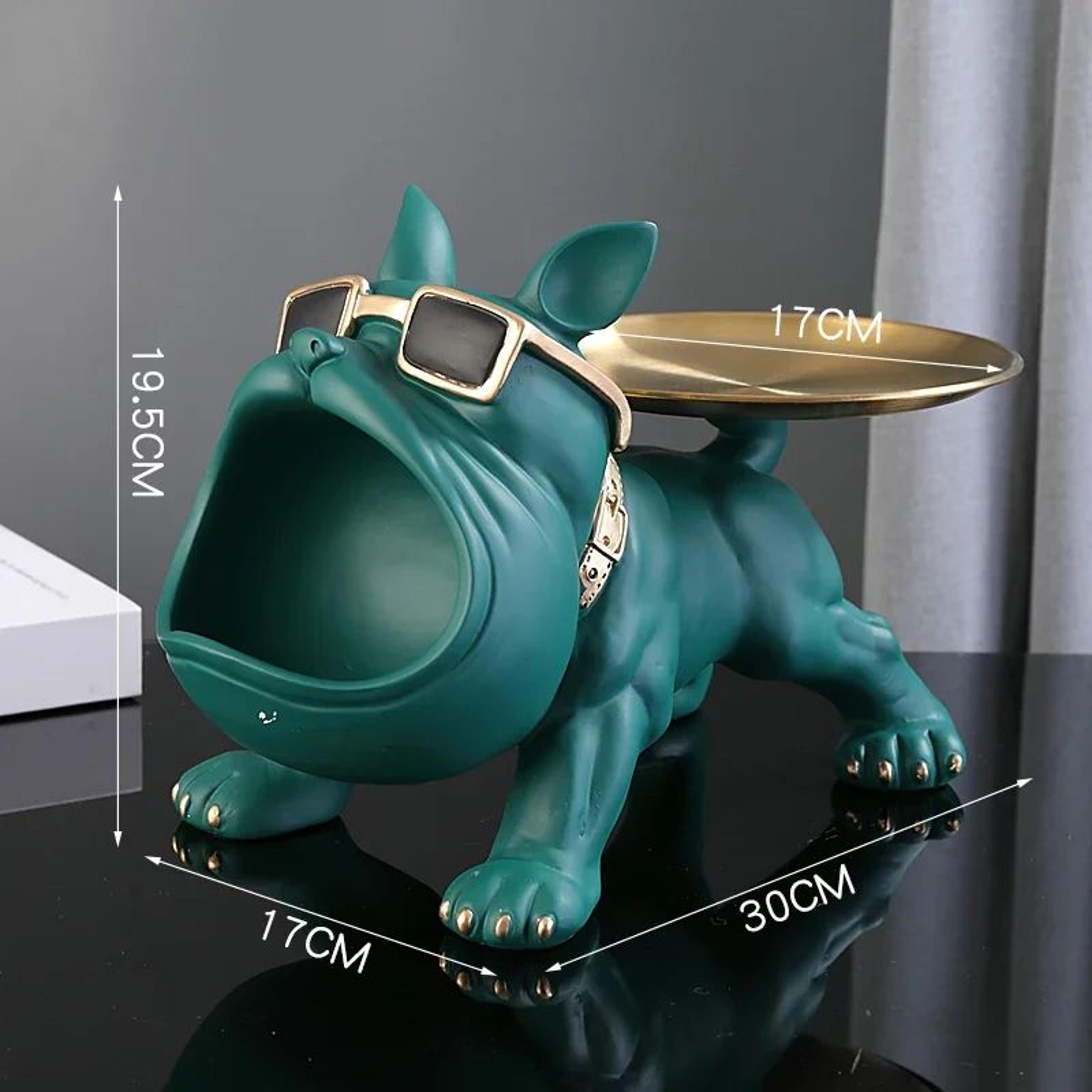 Bulldog Statue Storage Box  Resin Dog Figurine Organizer For Keys Phones Remotes  Candy With Decora 7