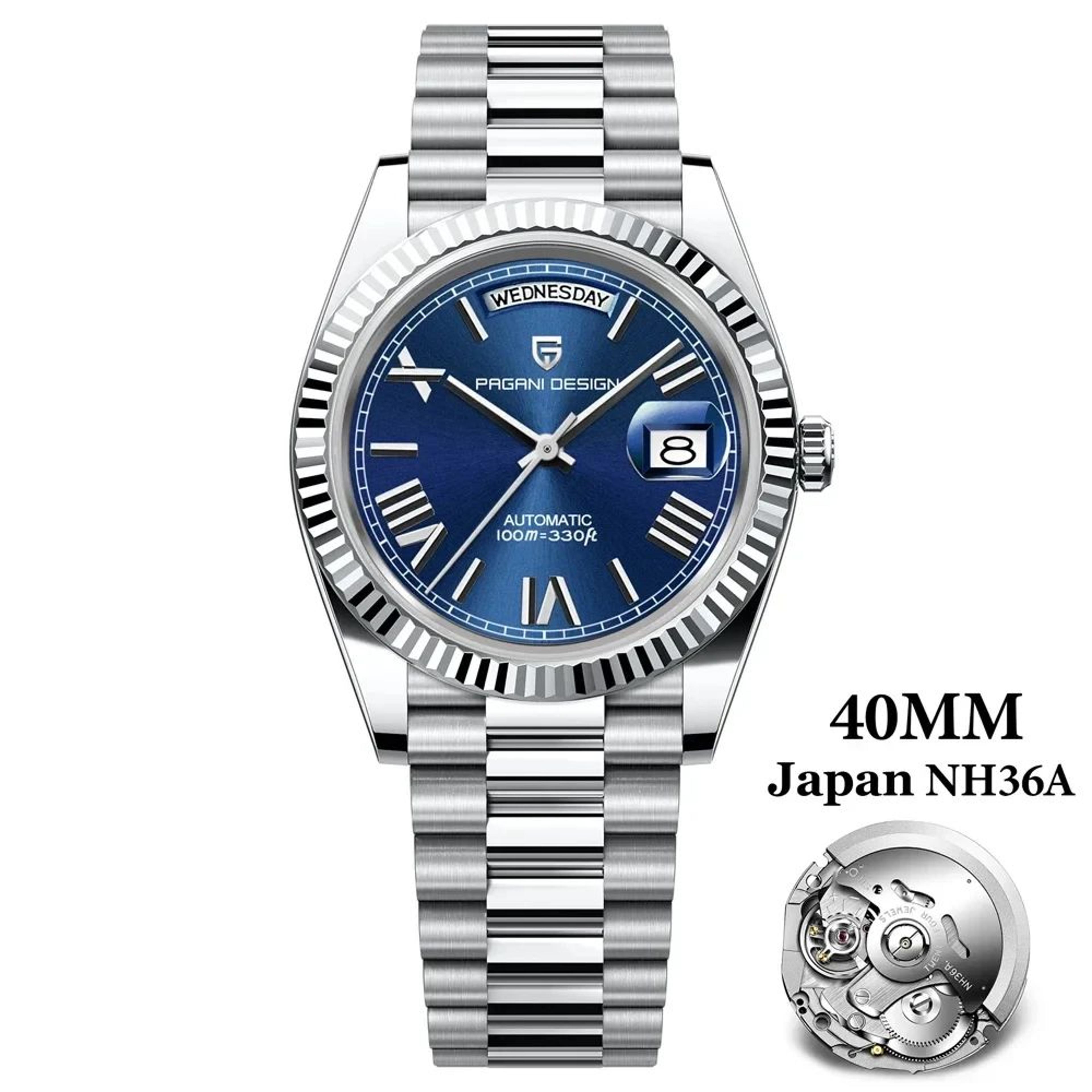 Mens Automatic Watch  NH36A Mechanical Movement With AR Sapphire Crystal For Refined Daily Style An