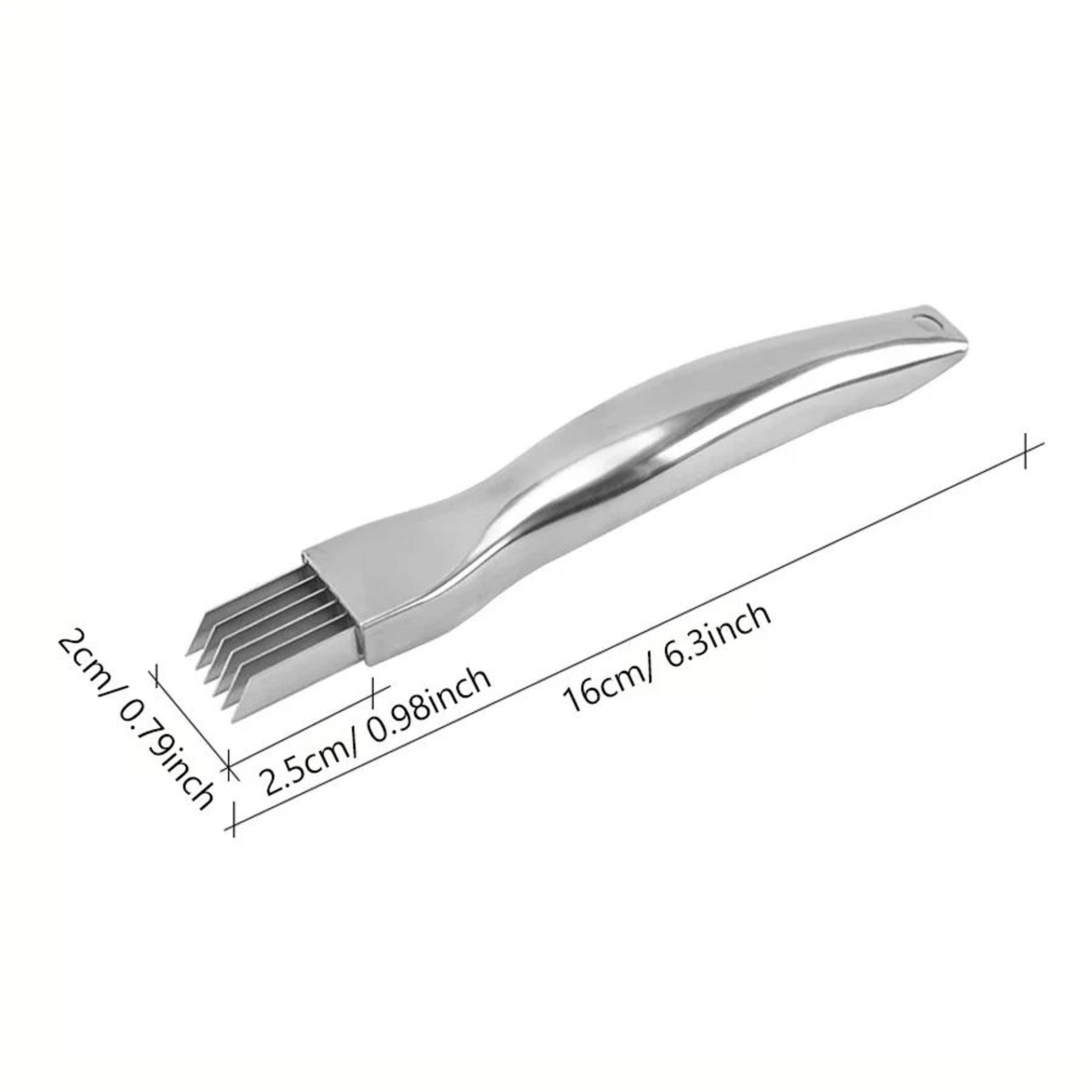 Green Onion Shredder  6Blade Stainless Steel Cutter With Curved Handle  Protective Cover For Fresh  5
