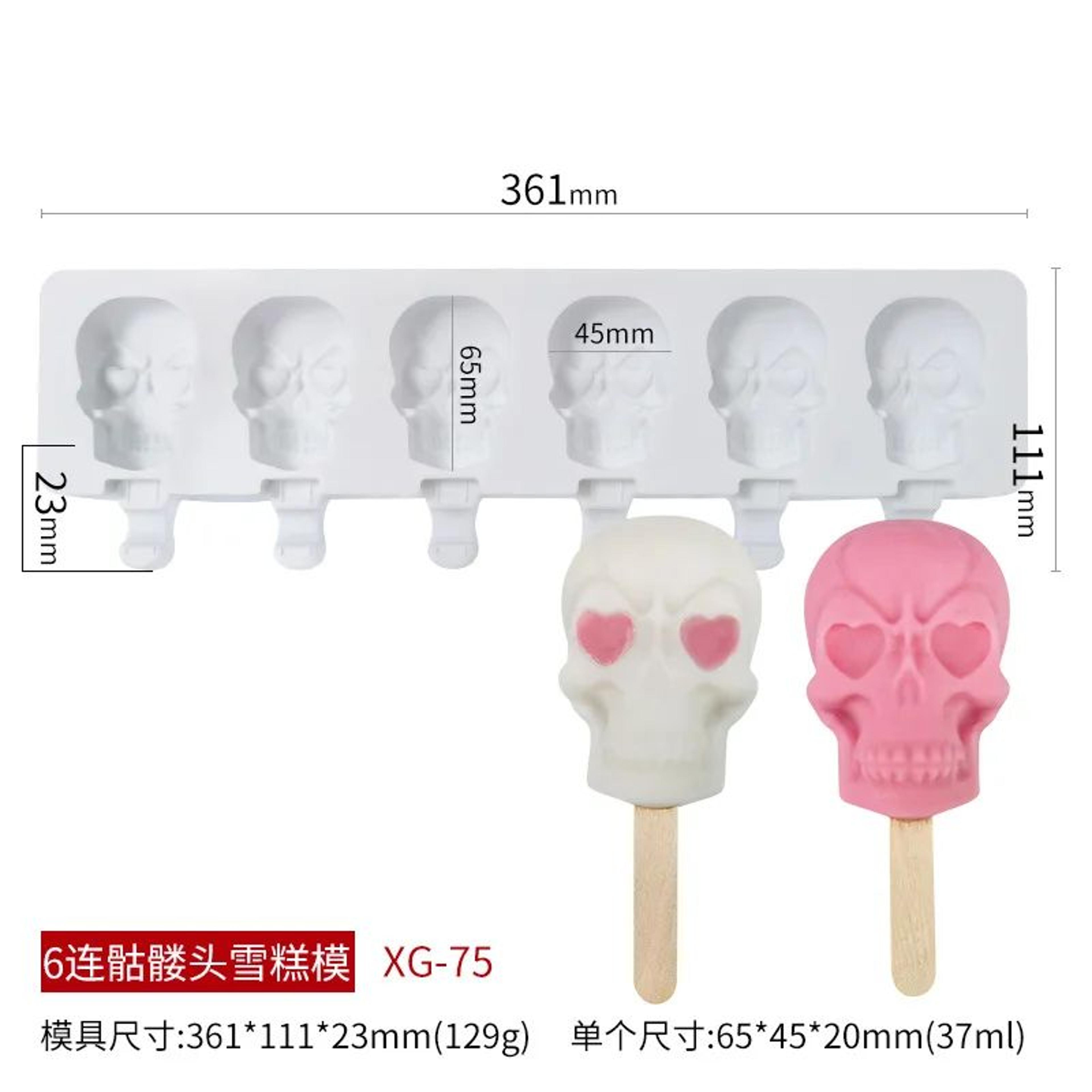 Skull Popsicle Mold  6Cavity Silicone Ice Cream  Chocolate Mold For Easy Release Frozen Treats And  7