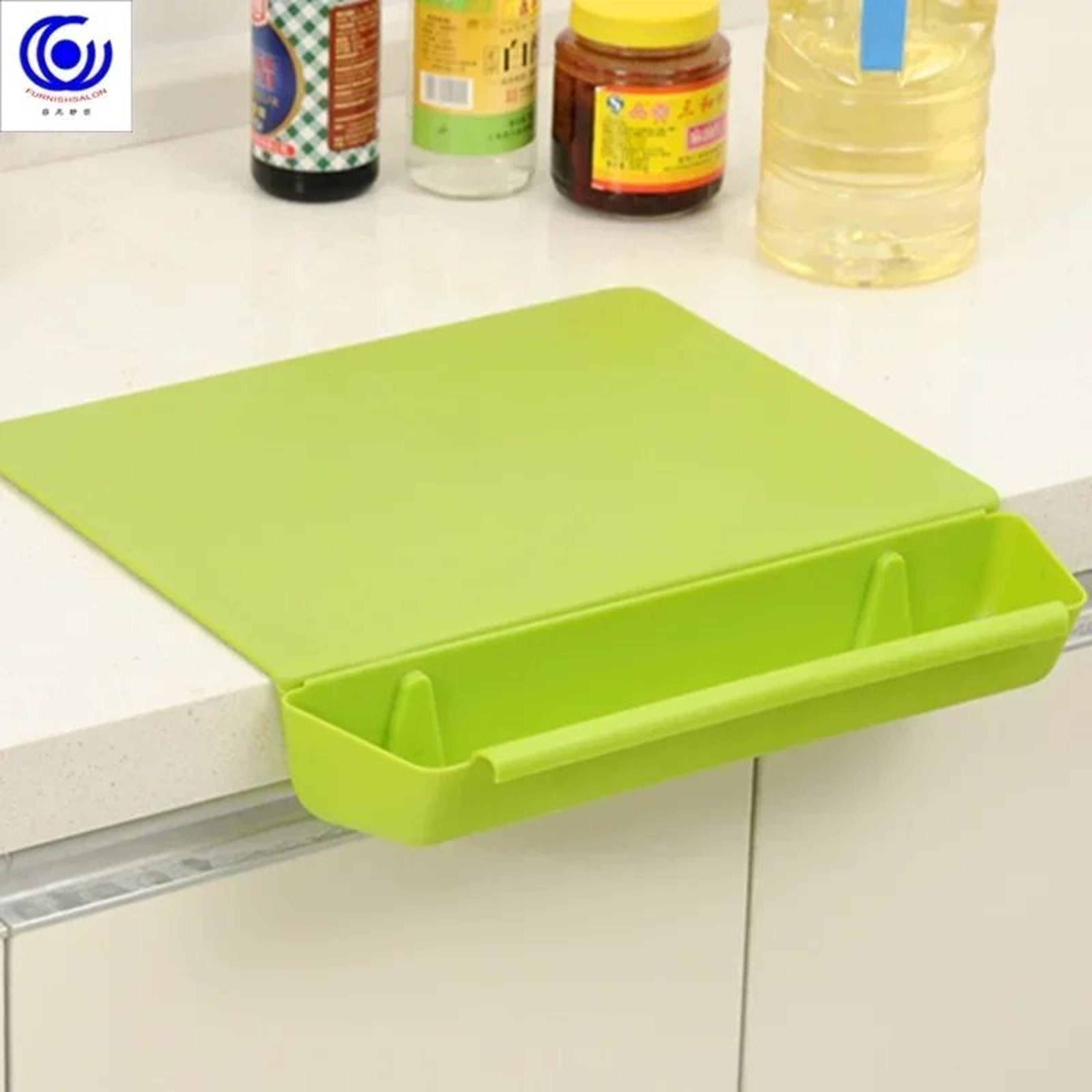 Cutting Board With Storage Basket  Sturdy PP Prep Surface With Detachable Tray  NonSlip Back For Fr 2