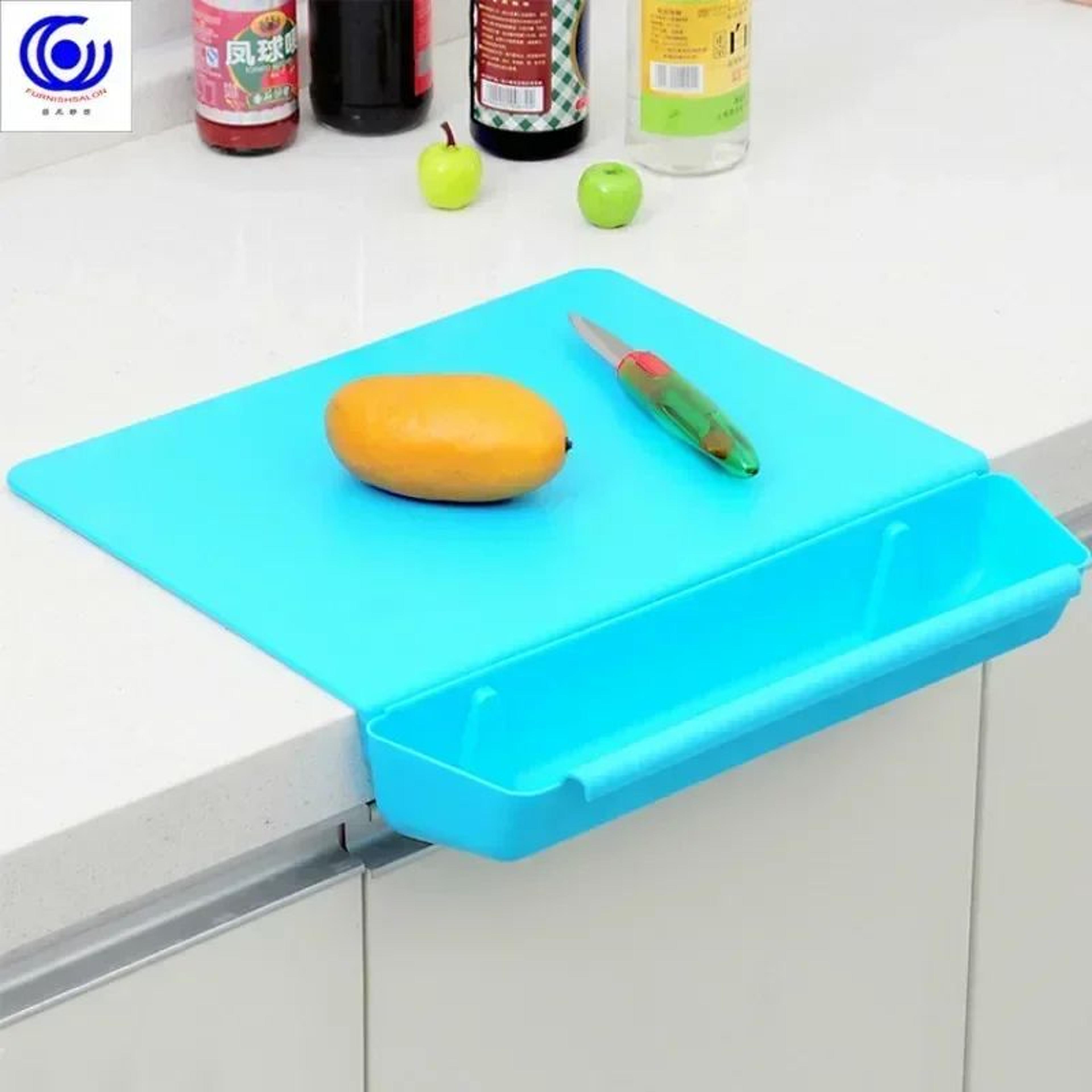 Cutting Board With Storage Basket  Sturdy PP Prep Surface With Detachable Tray  NonSlip Back For Fr 5