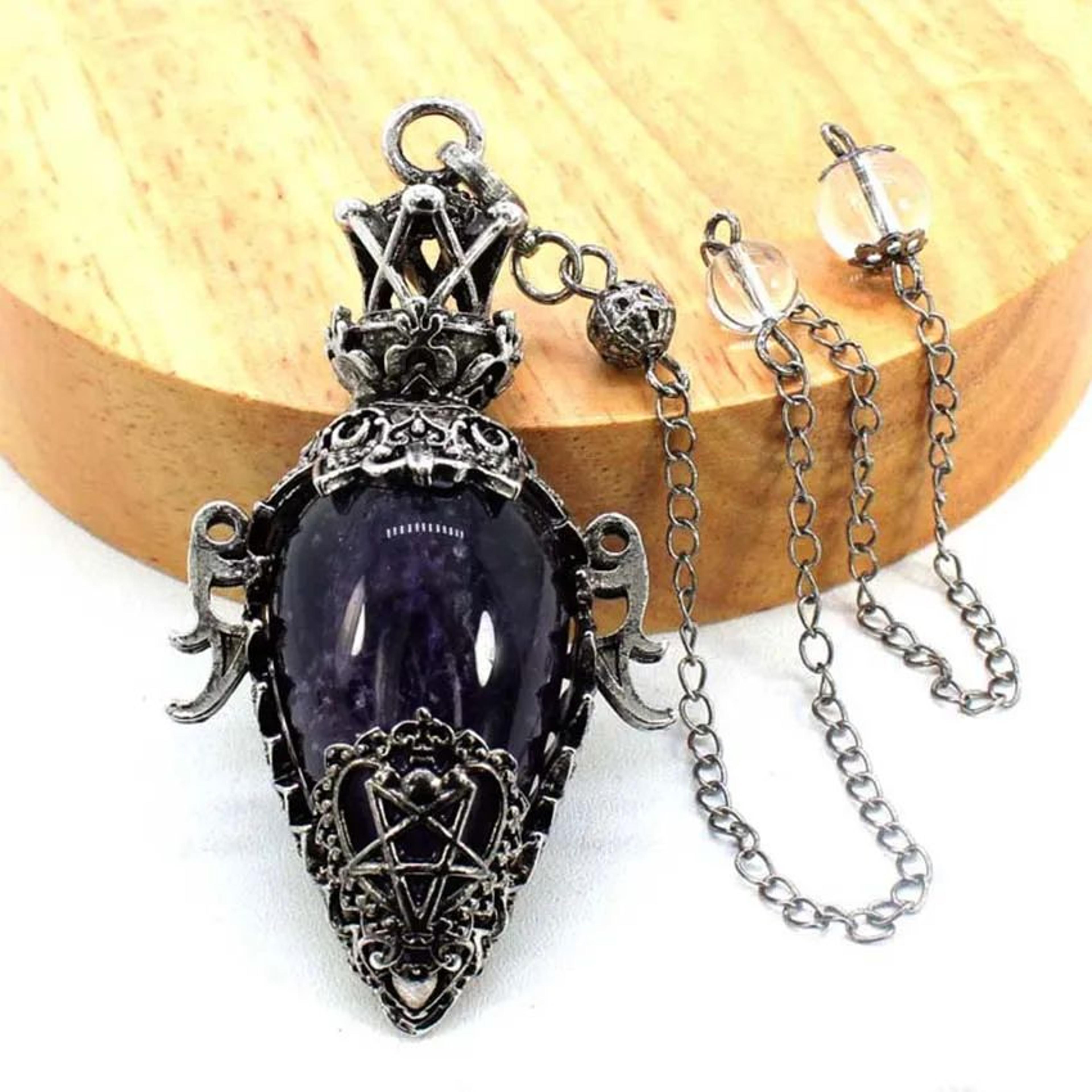 Water Drop Crystal Pendulum  Natural Amethyst Rose Quartz  Onyx Pendant With Antique Style For Dows