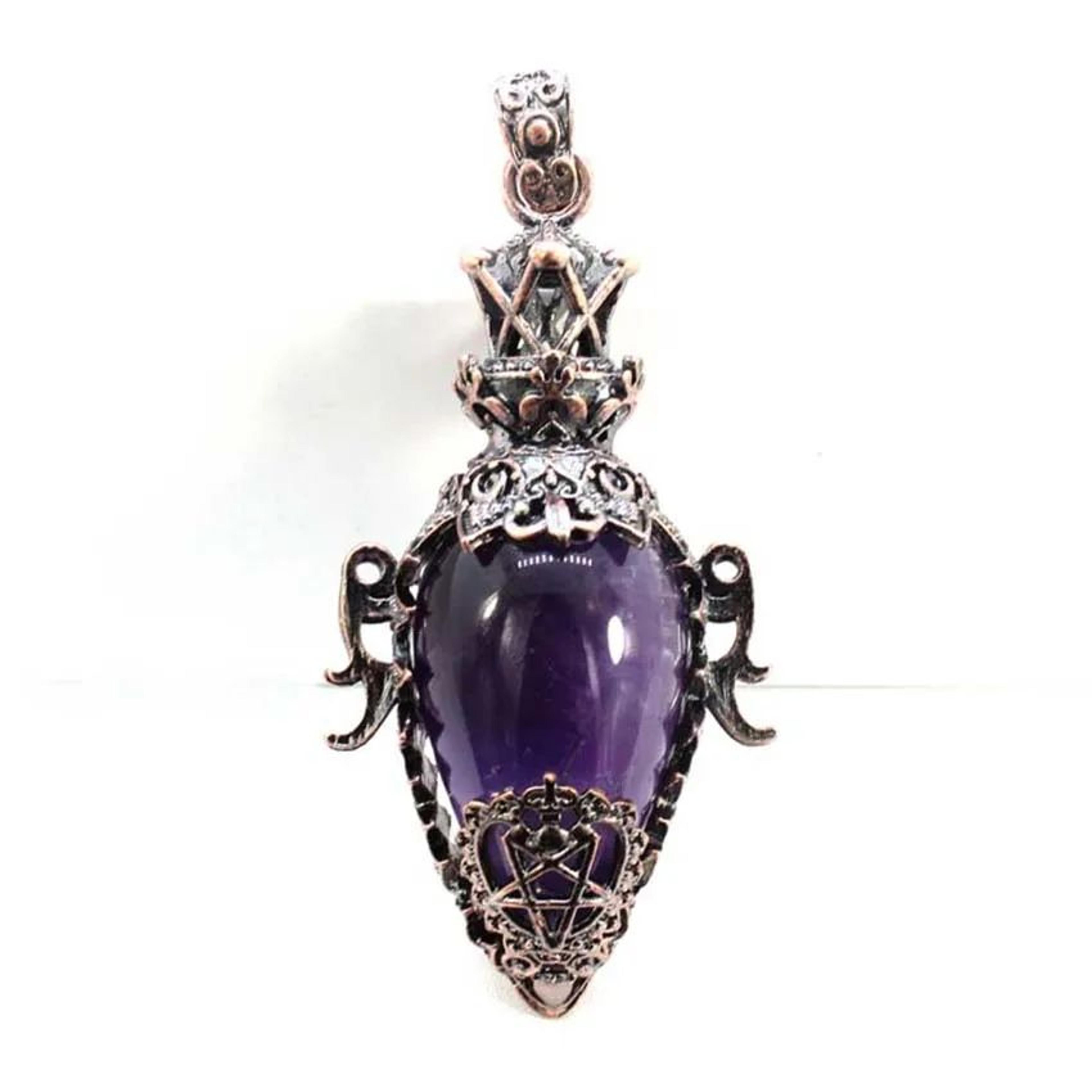 Water Drop Crystal Pendulum  Natural Amethyst Rose Quartz  Onyx Pendant With Antique Style For Dows