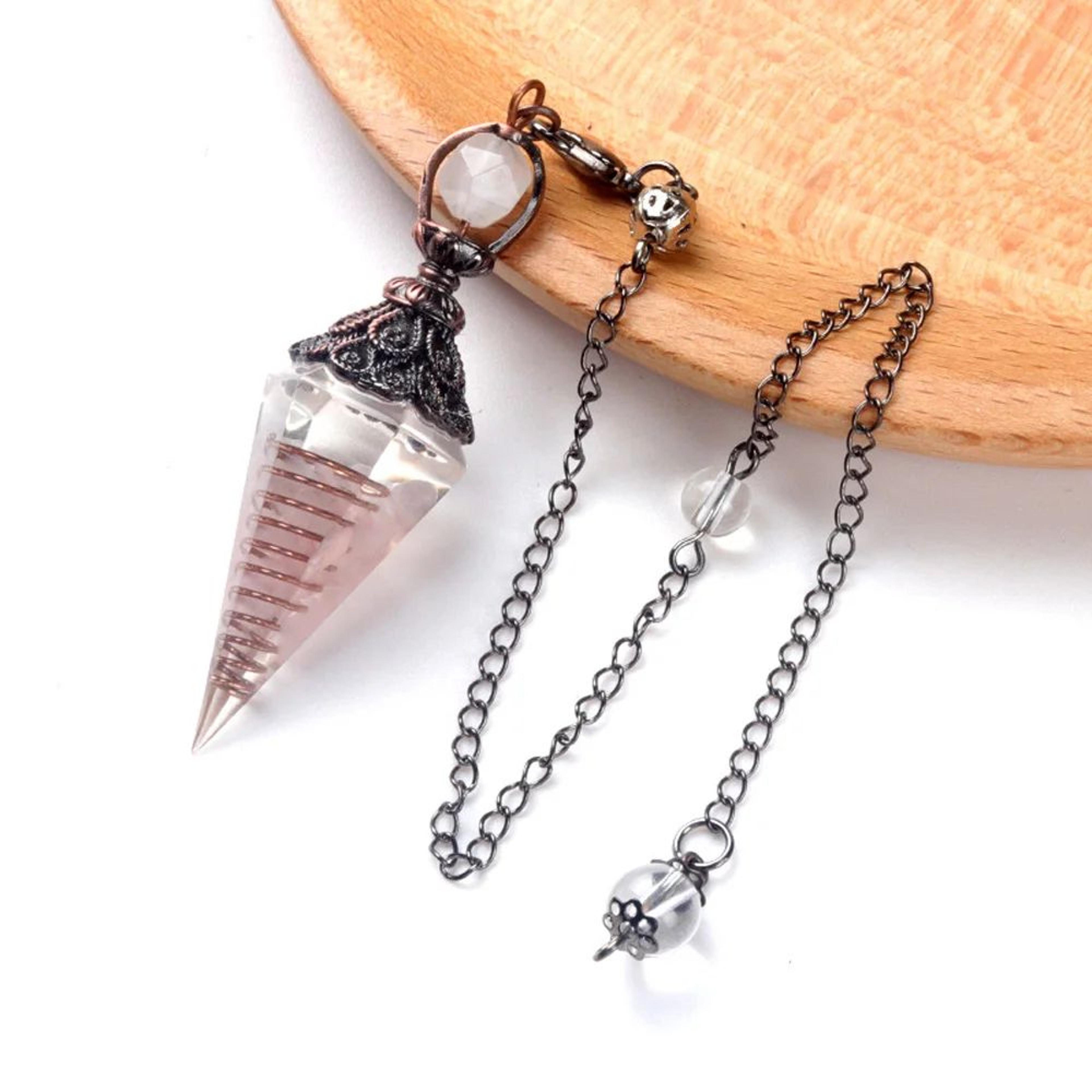 Natural Stone Crystal Pendant  Hexagonal Cone With Crushed Stone Detail For DIY Necklaces Bracelet  6