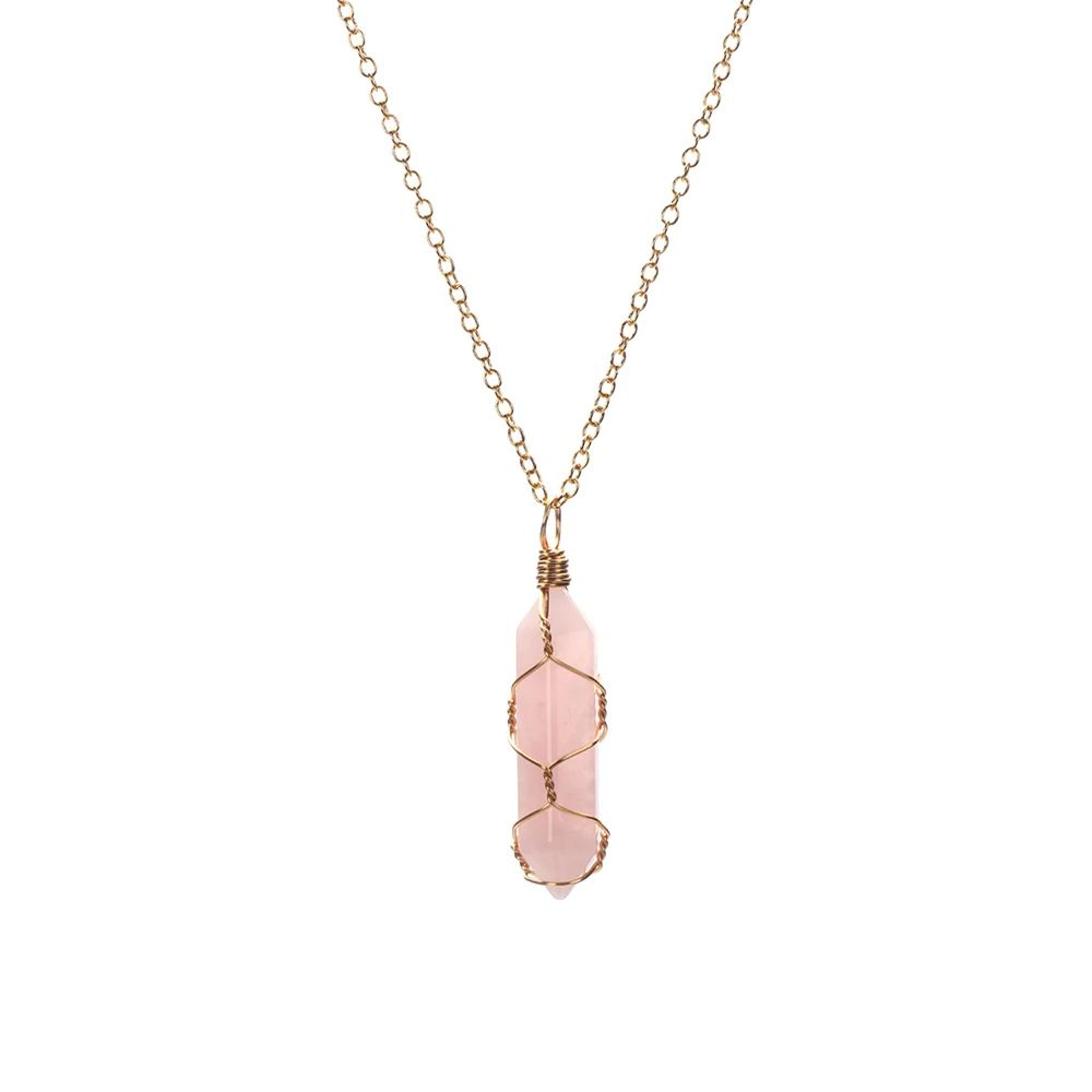 Wire Wrapped Crystal Necklace  Hexagonal Stone Pendant With 1772 In Chain For Personal Style  Speci 4