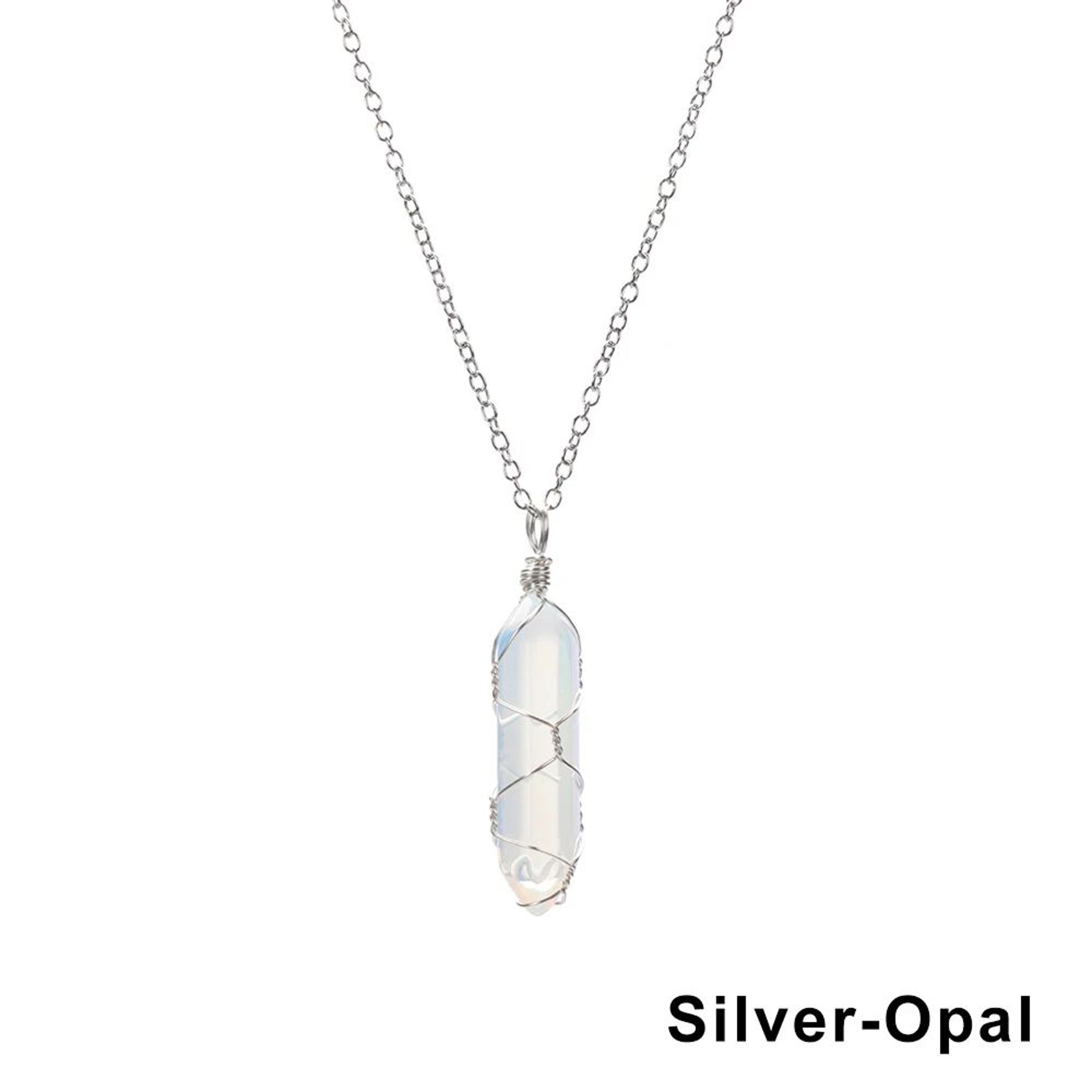 Wire Wrapped Crystal Necklace  Hexagonal Stone Pendant With 1772 In Chain For Personal Style  Speci 12