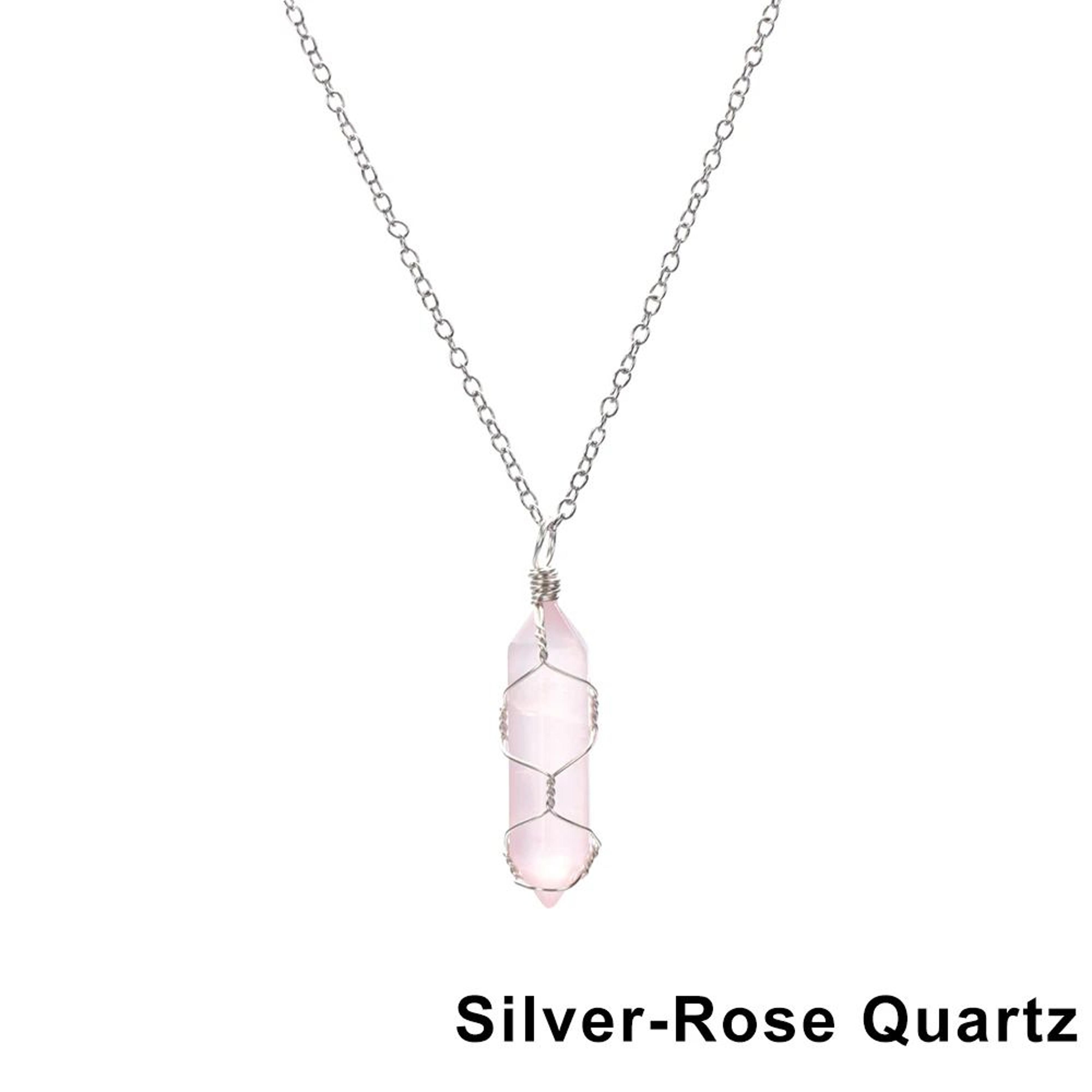 Wire Wrapped Crystal Necklace  Hexagonal Stone Pendant With 1772 In Chain For Personal Style  Speci 16