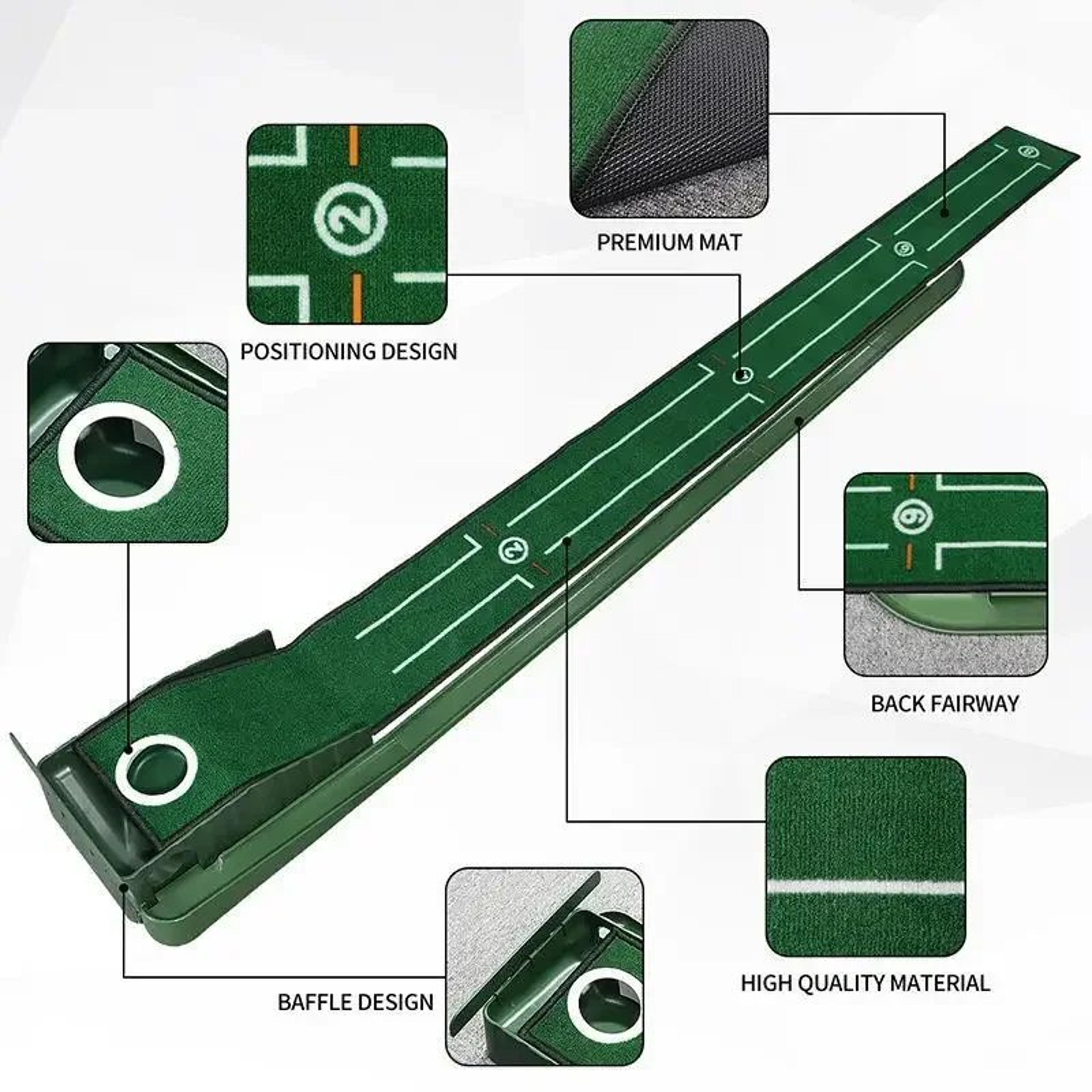 Mini Golf Putting Mat  EasySetup Trainer With Automatic Ball Return  Blocking Plate For Indoor And  1