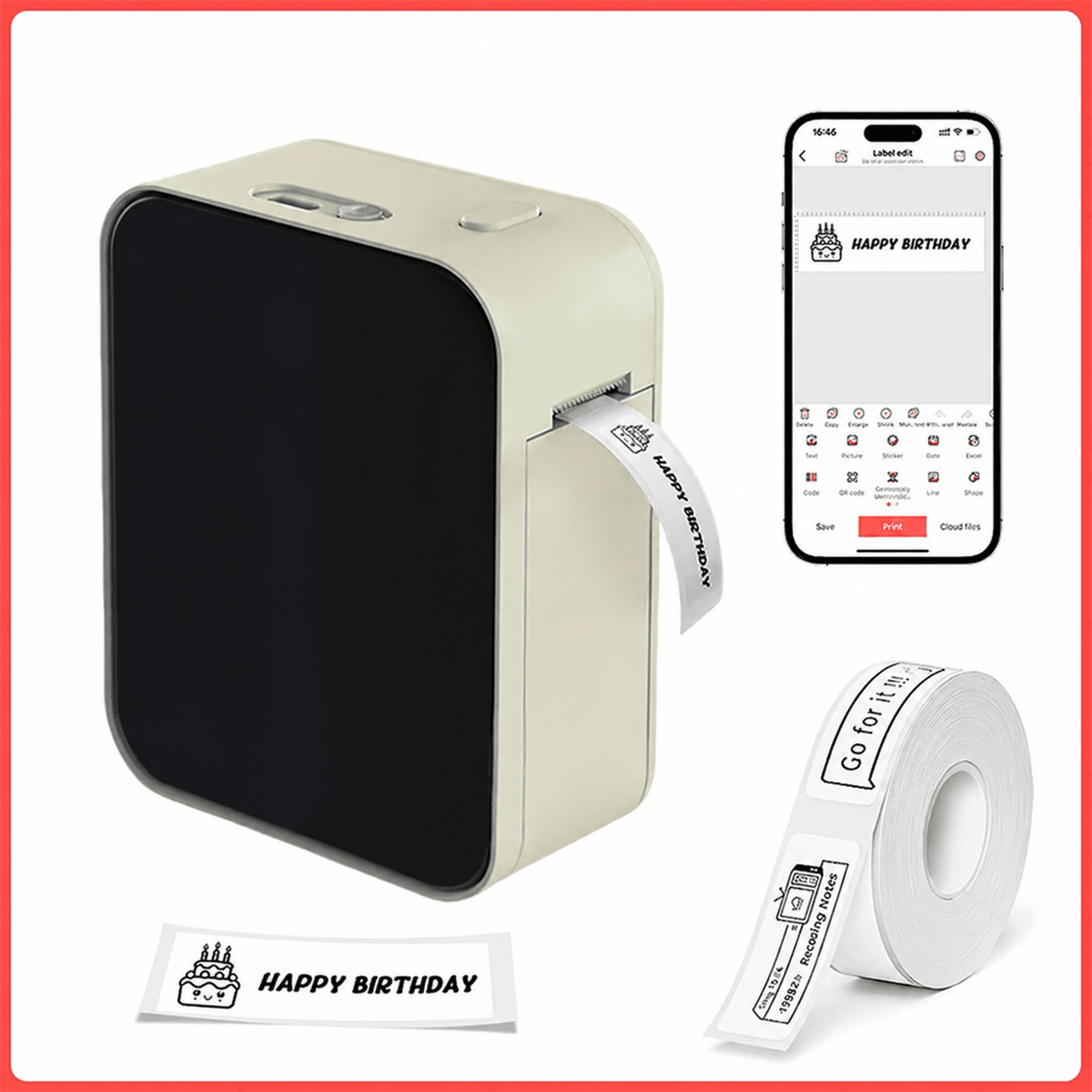 portable thermal label printer – p15 bluetooth inkless sticker maker with 160 labels & rechargeable battery for crafts