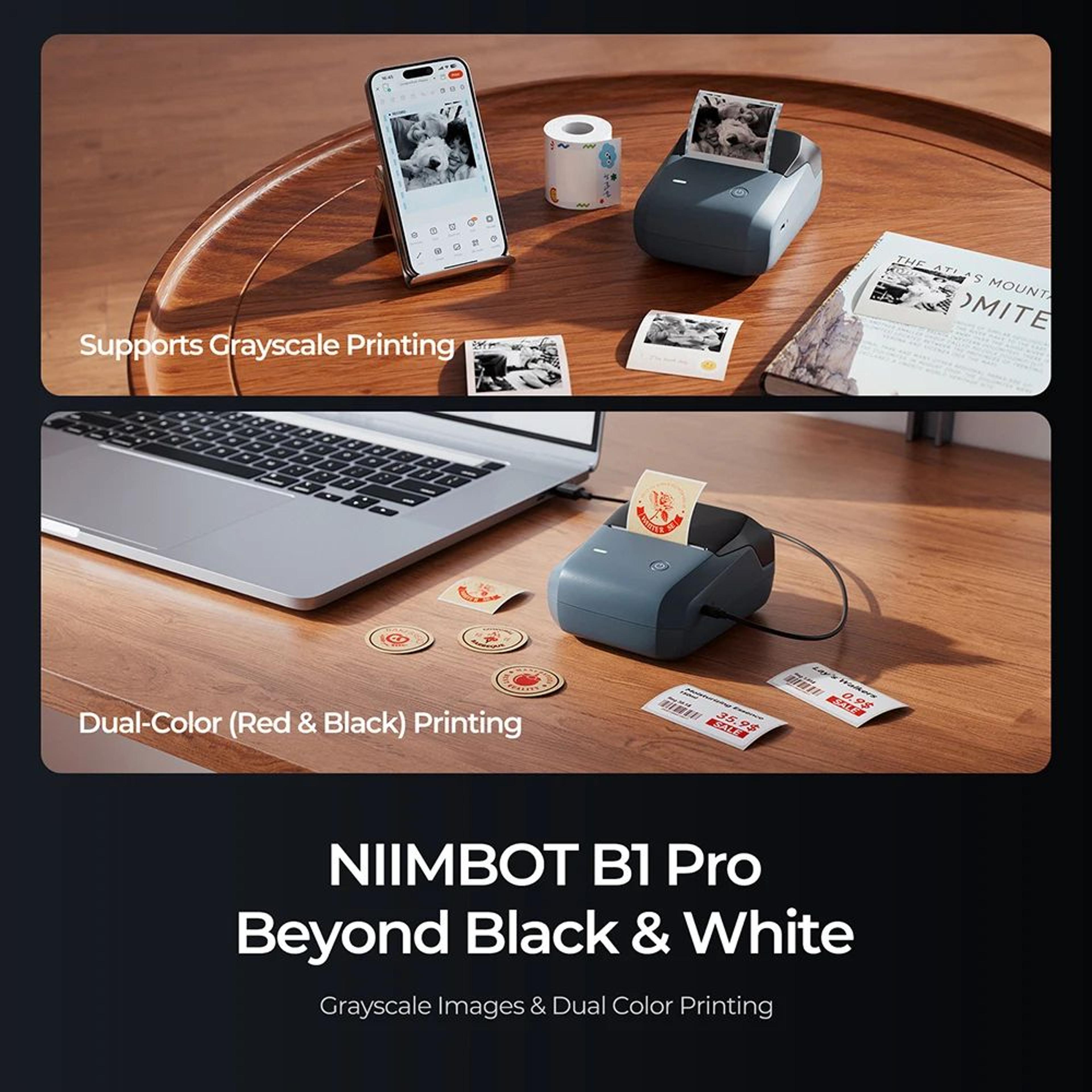 Wireless Label Printer  B1 Pro 300 DPI Red  Black Thermal Printing For Retail Tags Price Labels  Ho 3